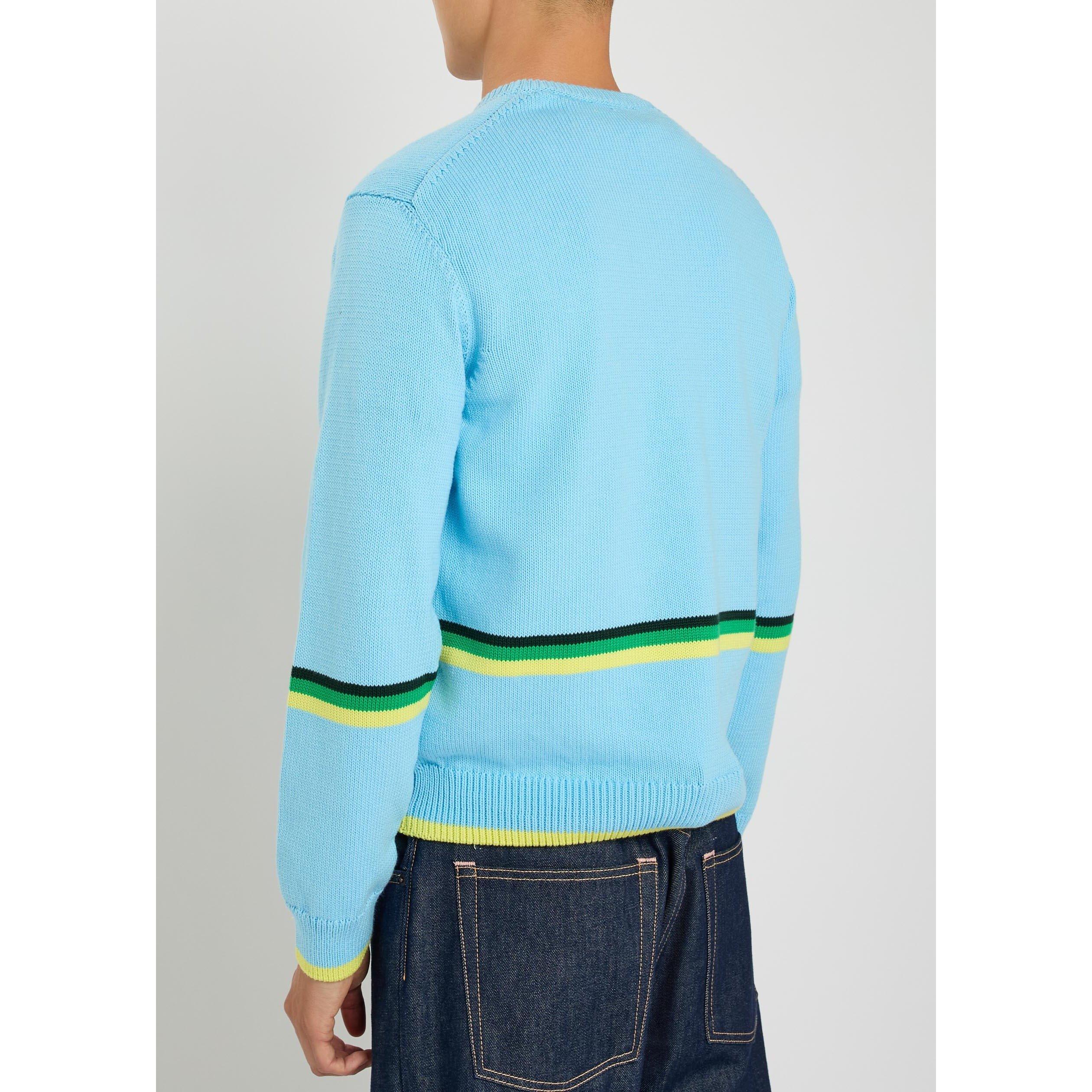 BLUE - JW Anderson - Men's Car Cotton Crew-Neck Jumper - 3