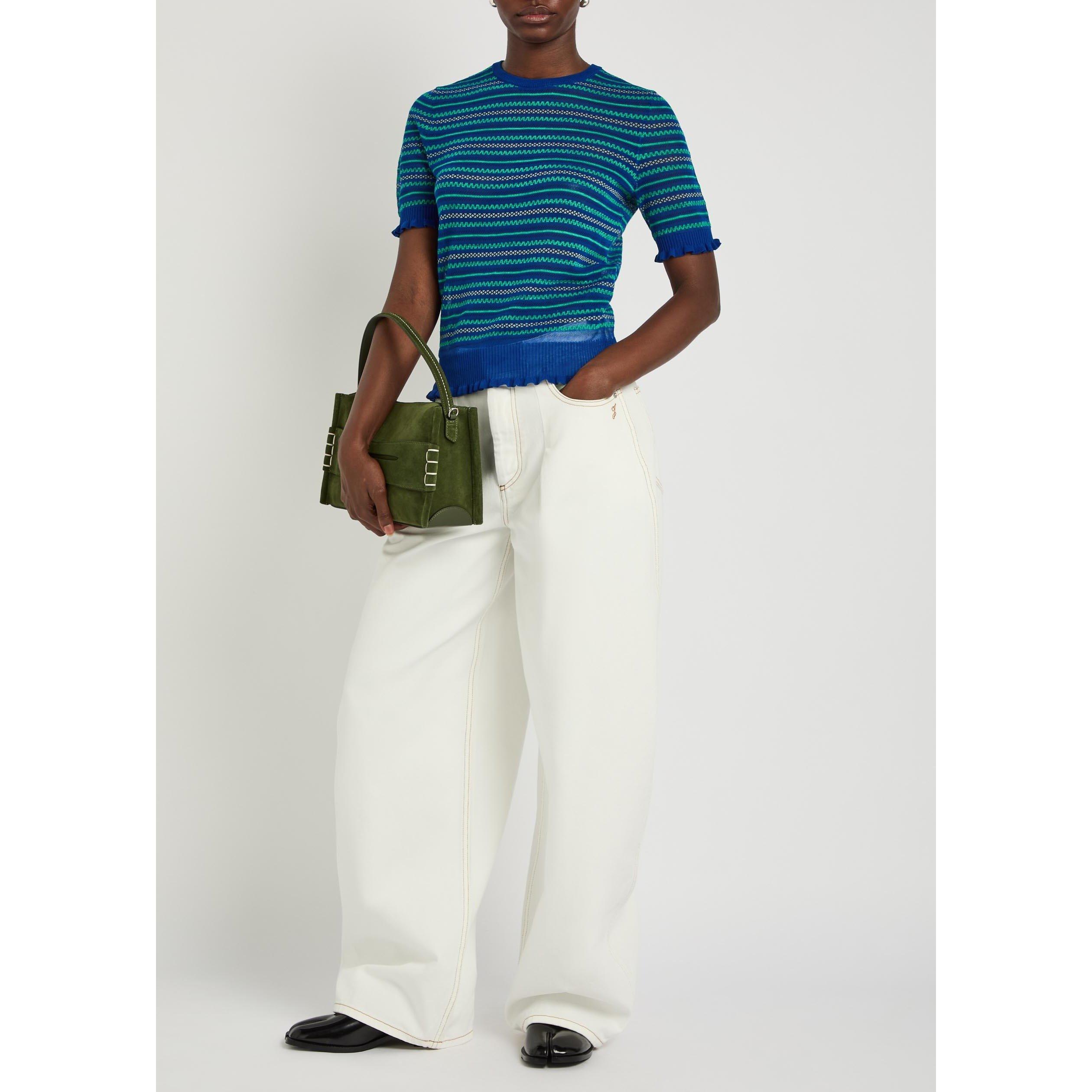 BLUE AND OTHER - JW Anderson - Women's Sheer Fair Isle Cotton Slim-Fit Knitted T-Shirt - 5