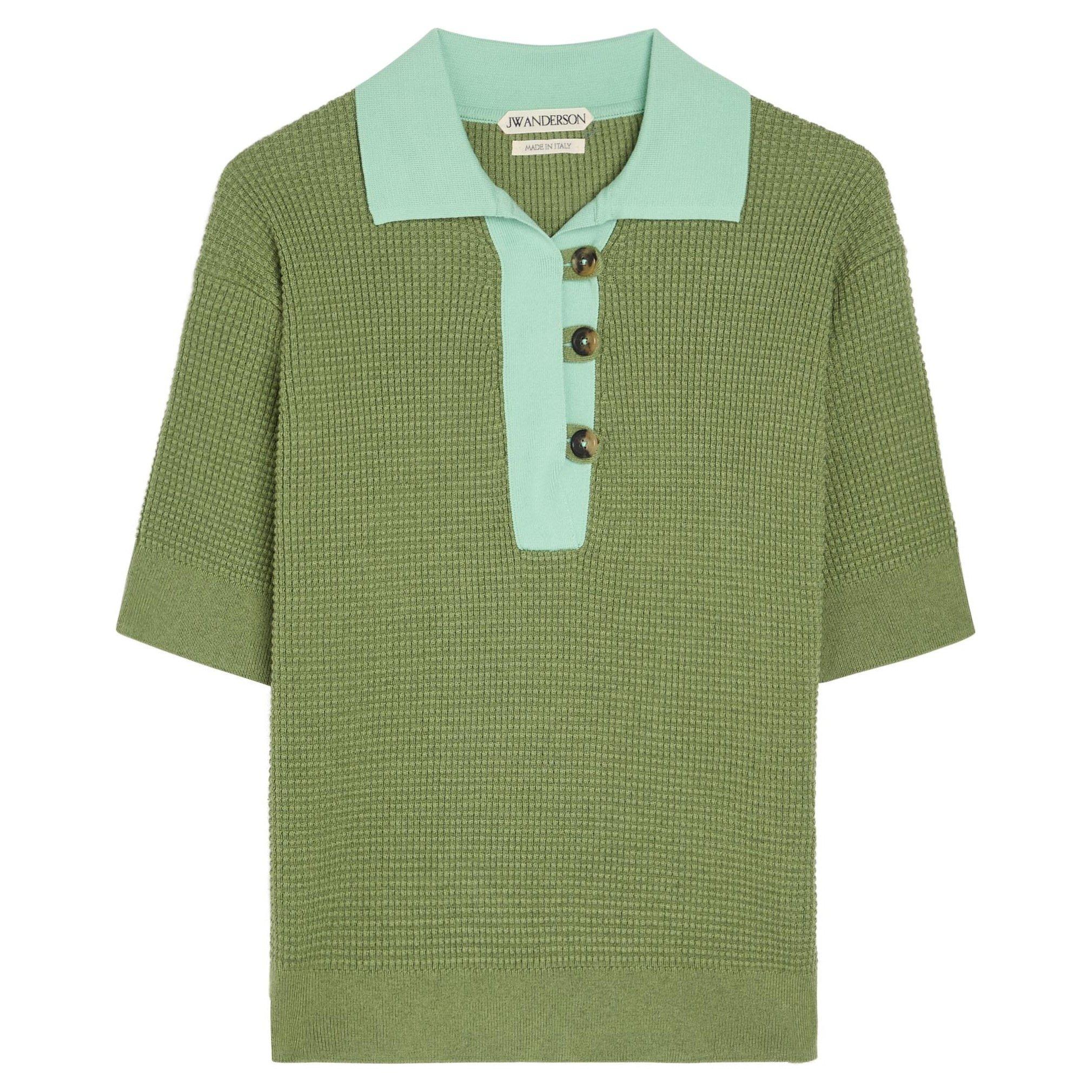 GREEN AND OTHER - JW Anderson - Women's Short-Sleeve Cotton Oversized-Fit Polo Shirt - 1