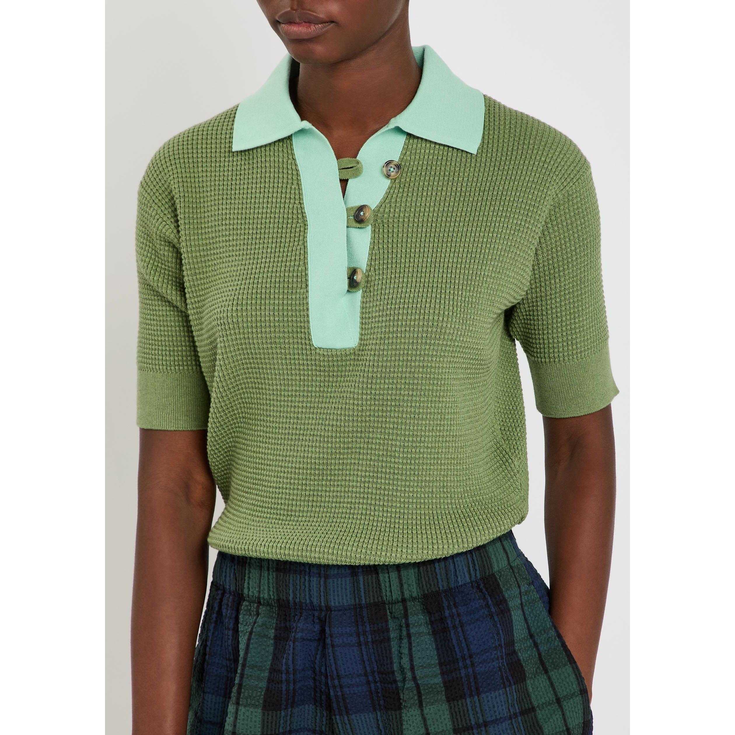 GREEN AND OTHER - JW Anderson - Women's Short-Sleeve Cotton Oversized-Fit Polo Shirt - 4