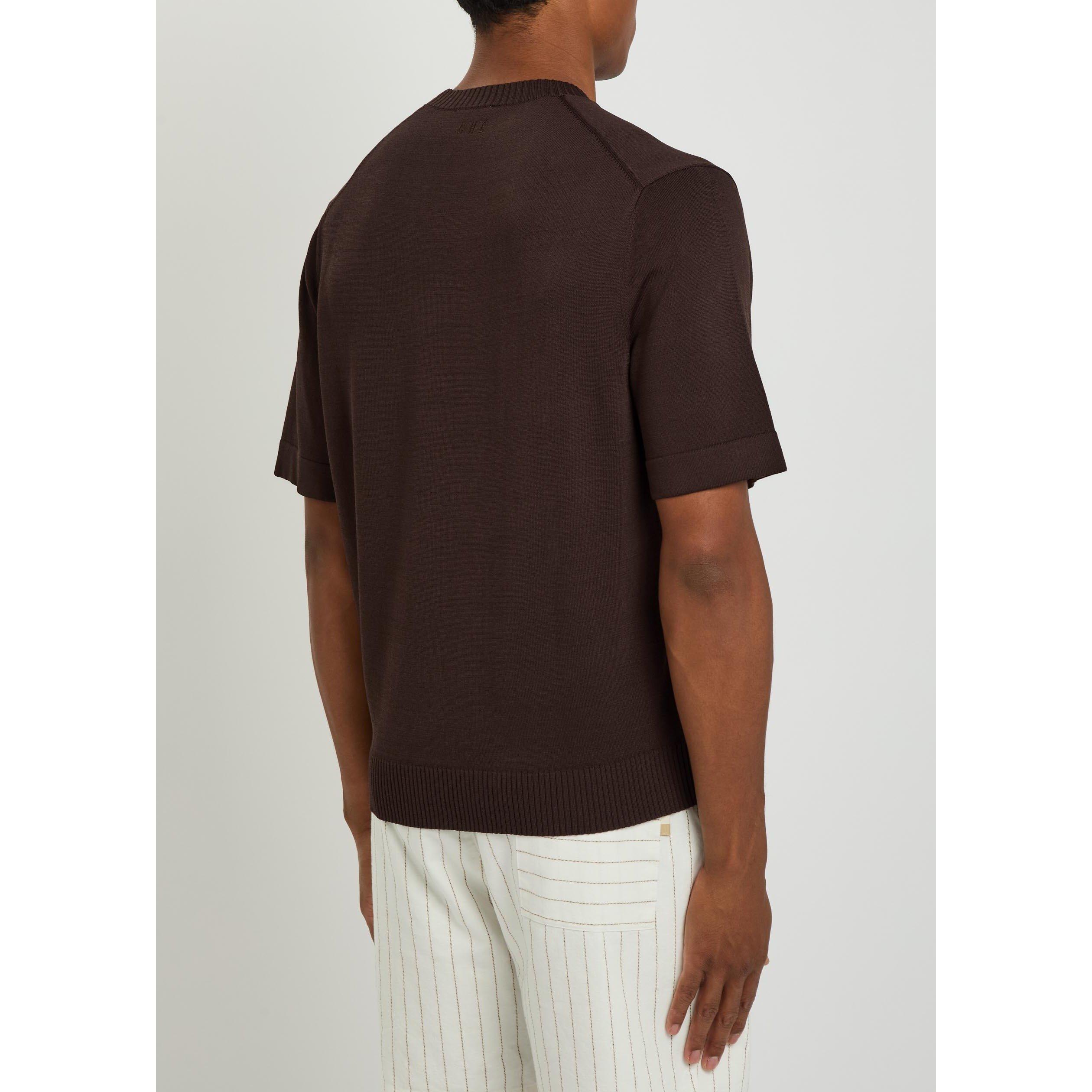 BROWN - Che - Men's Baller Short-Sleeve Oversized-Fit Knitted T-Shirt - 3