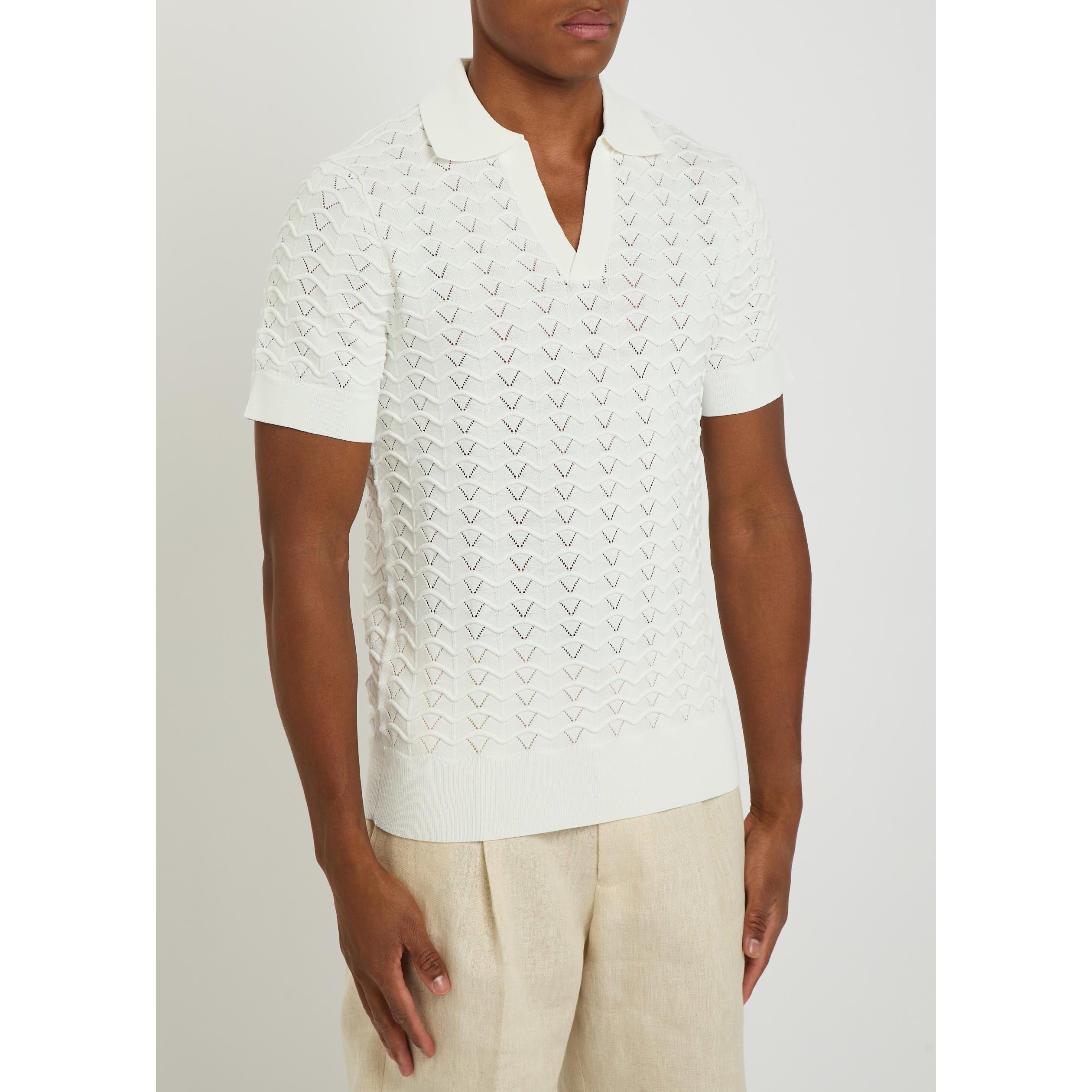 WHITE - Che - Men's Ripple Viscose Short-Sleeve Slim-Fit Polo Shirt - 2