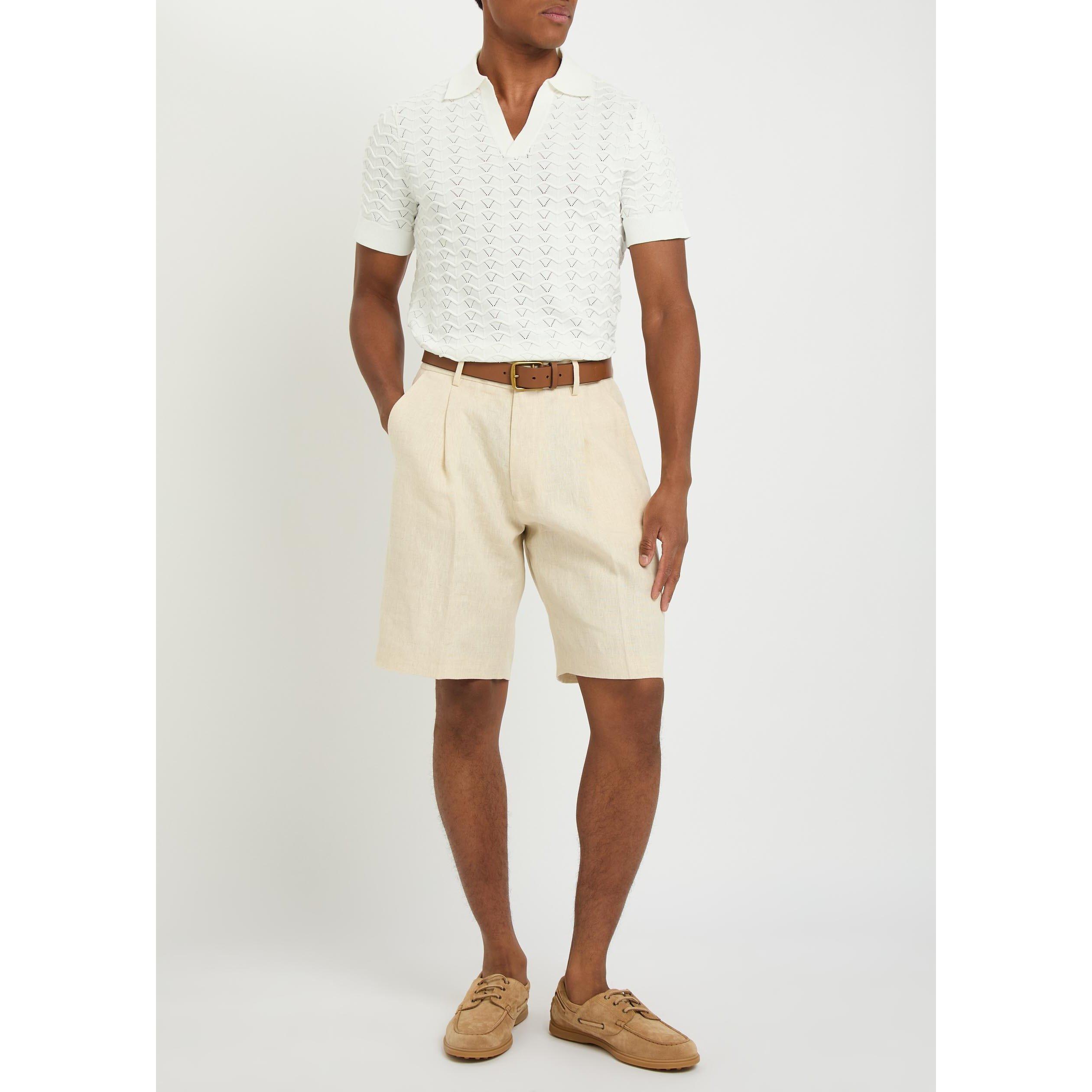 WHITE - Che - Men's Ripple Viscose Short-Sleeve Slim-Fit Polo Shirt - 5