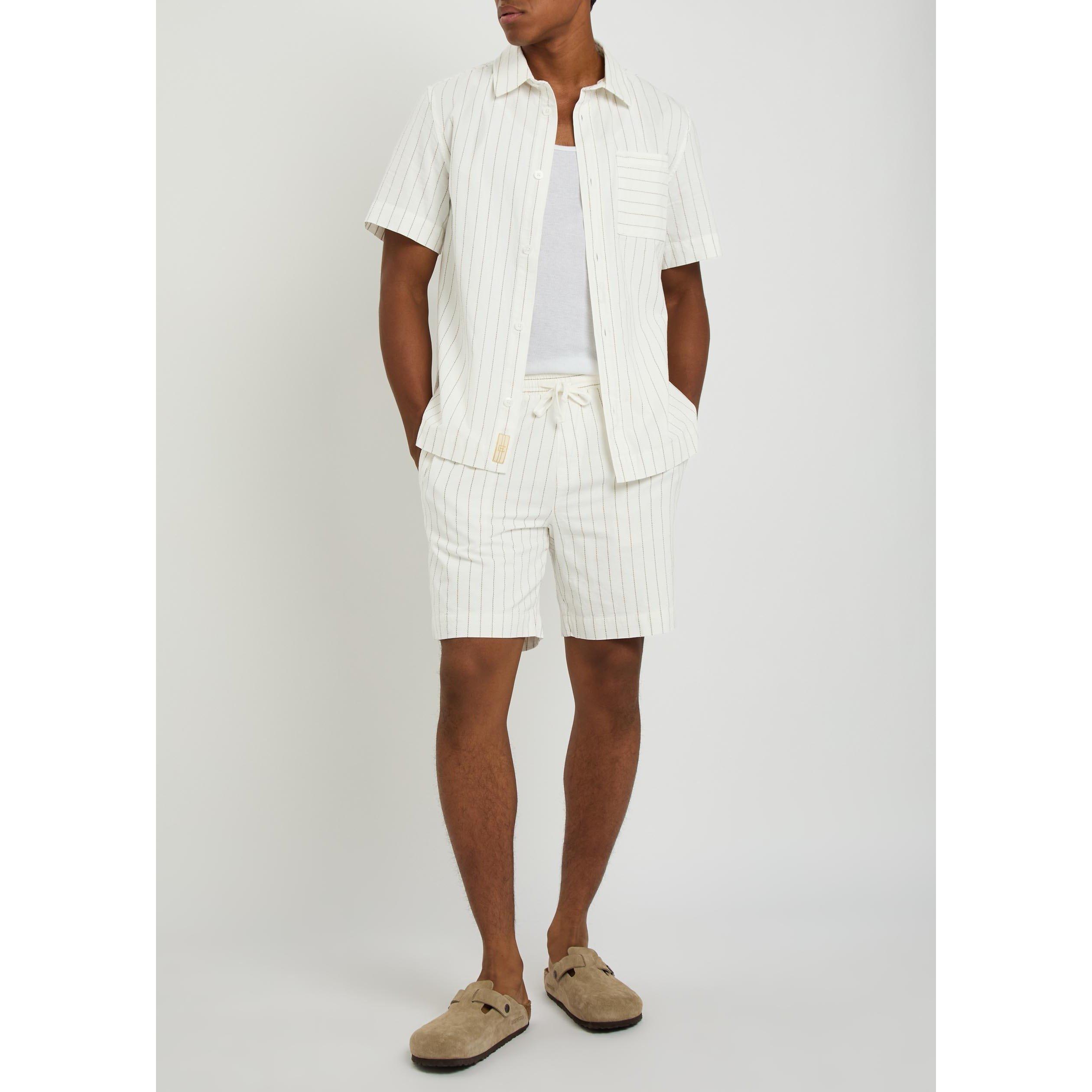 IVORY - Che - Men's Franklin Cotton-Linen Woven Shorts - 5