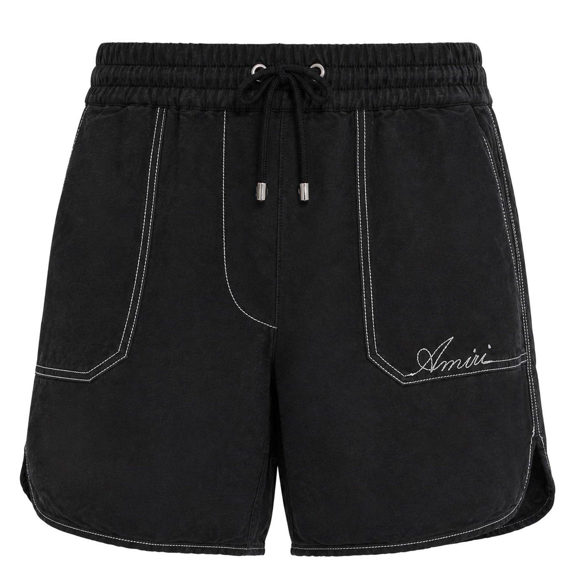 BLACK - Amiri - AMIRI SCRIPT LINEN SHORTS - 1