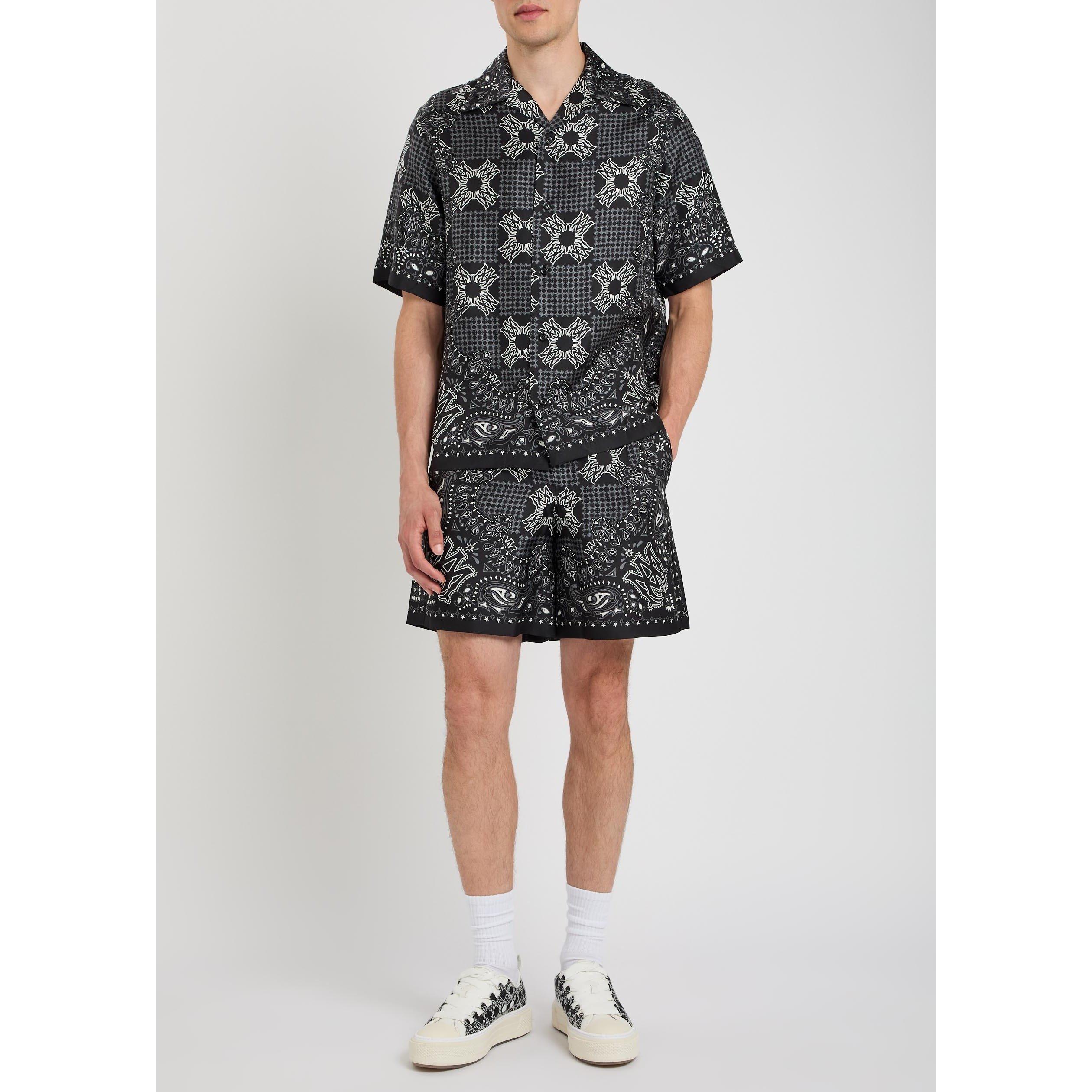BLACK - Amiri - Men's Printed Silk Woven Shorts - 5