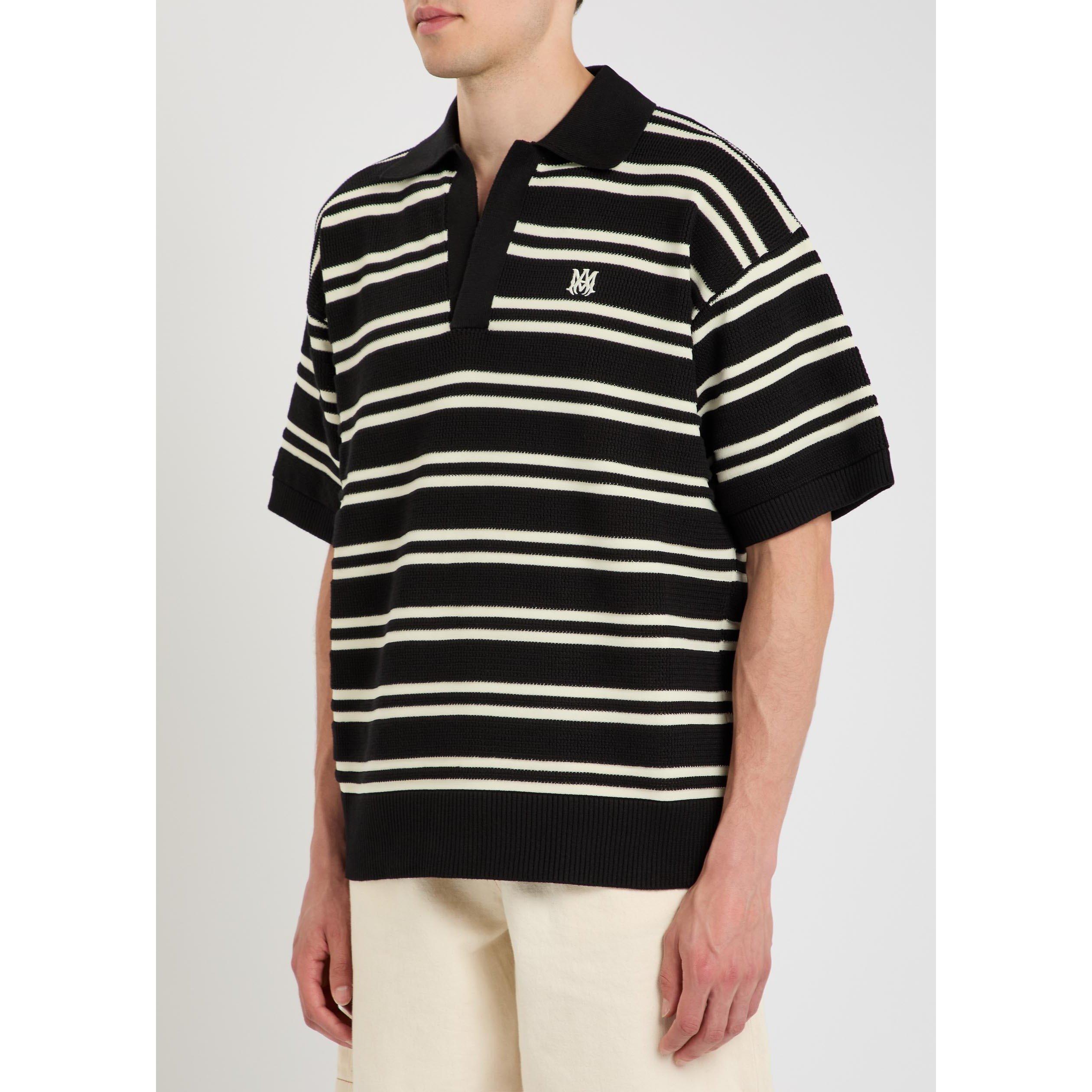 BLACK - Amiri - AMIRI STRIPE KNIT POLO - 2