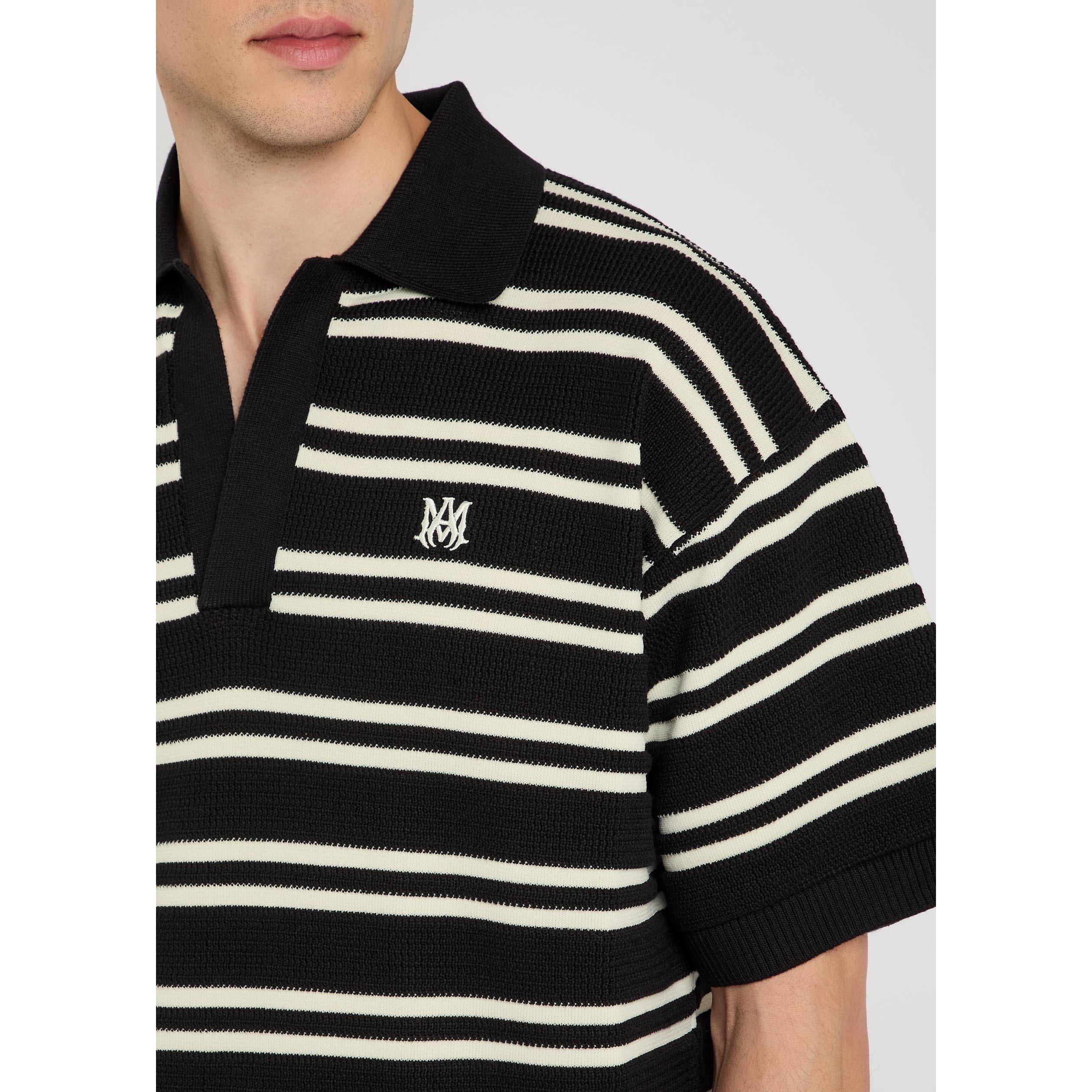 BLACK - Amiri - AMIRI STRIPE KNIT POLO - 4