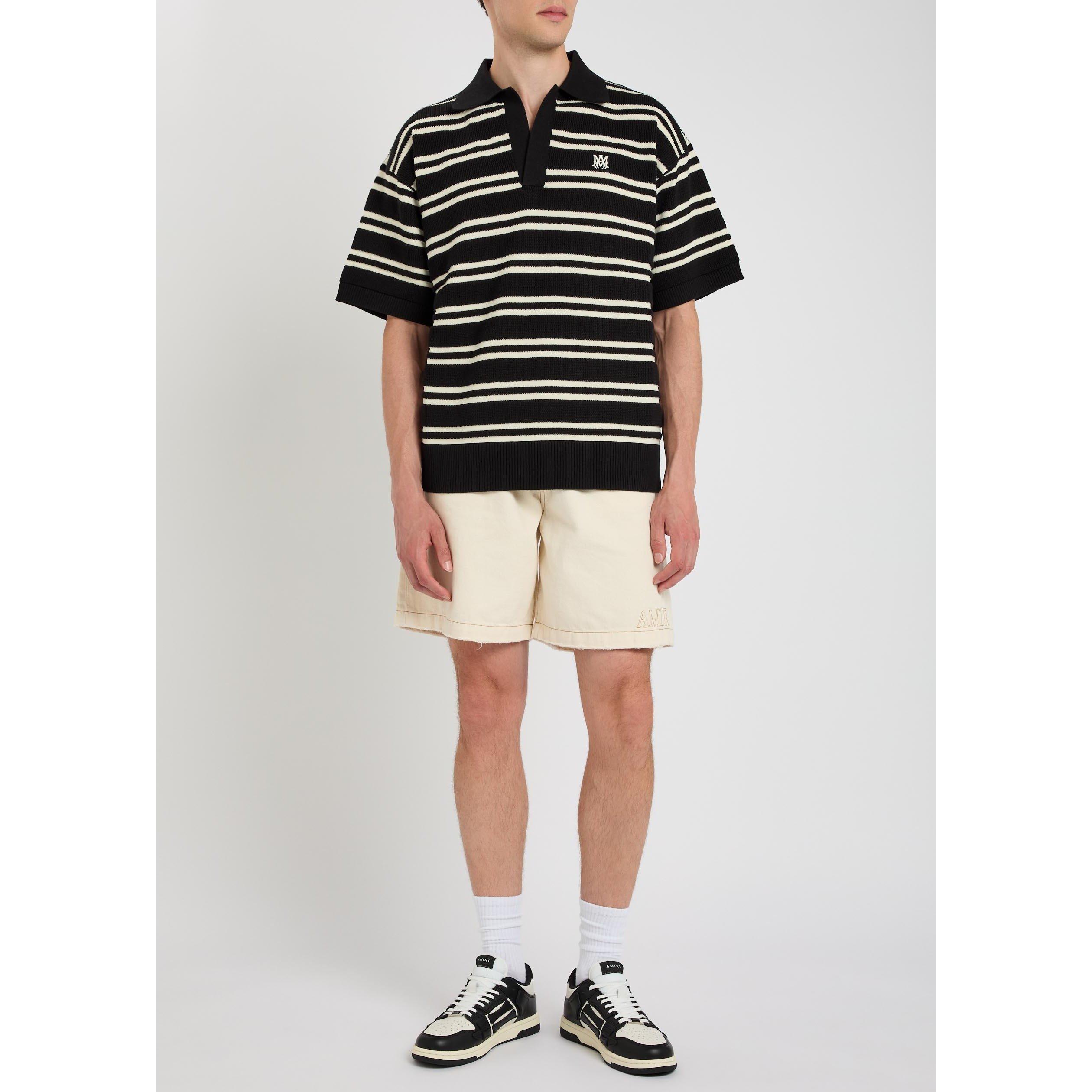 BLACK - Amiri - AMIRI STRIPE KNIT POLO - 5