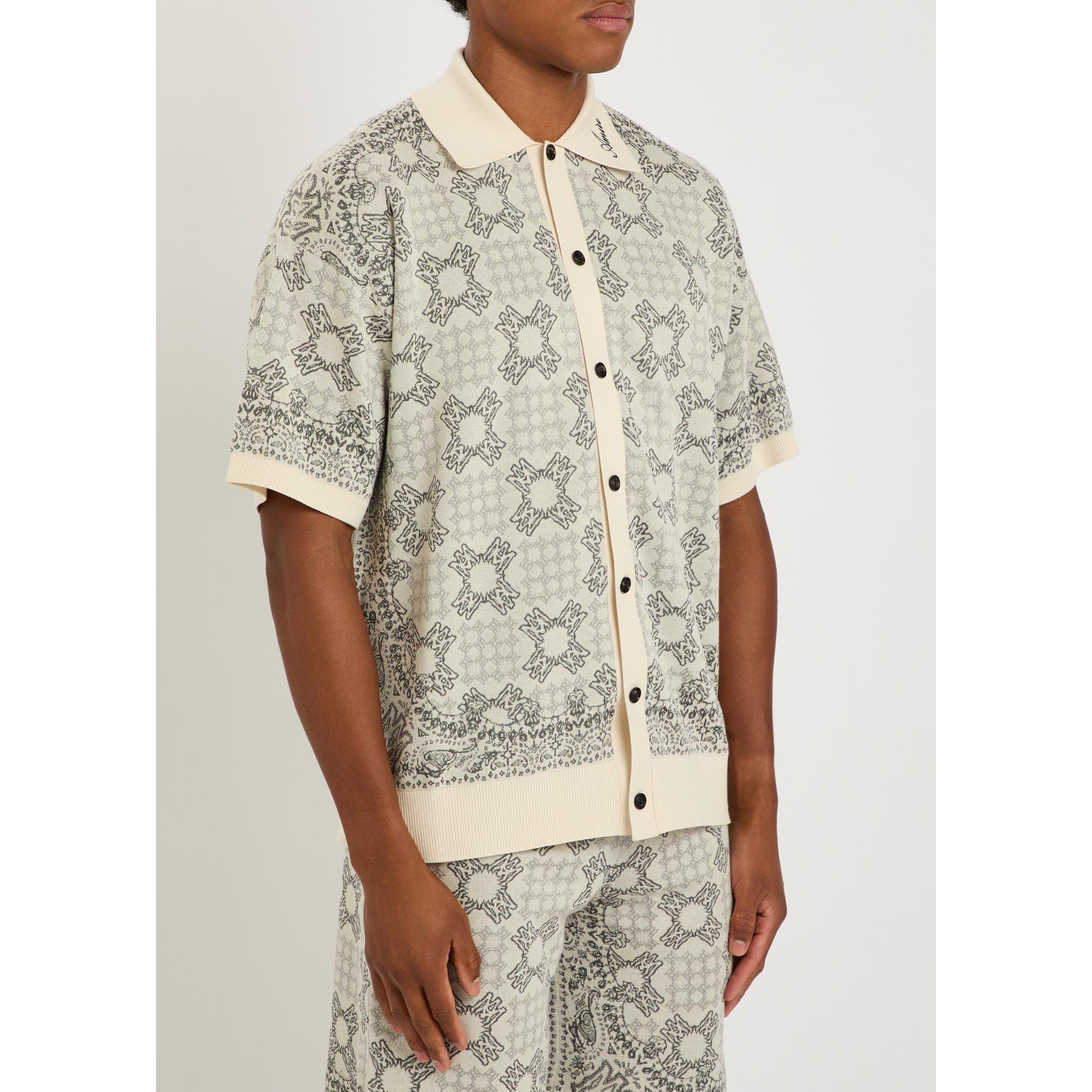 OFF WHITE - Amiri - Men's Quad Check Cotton Jacquard Short-Sleeve Polo Shirt - 2