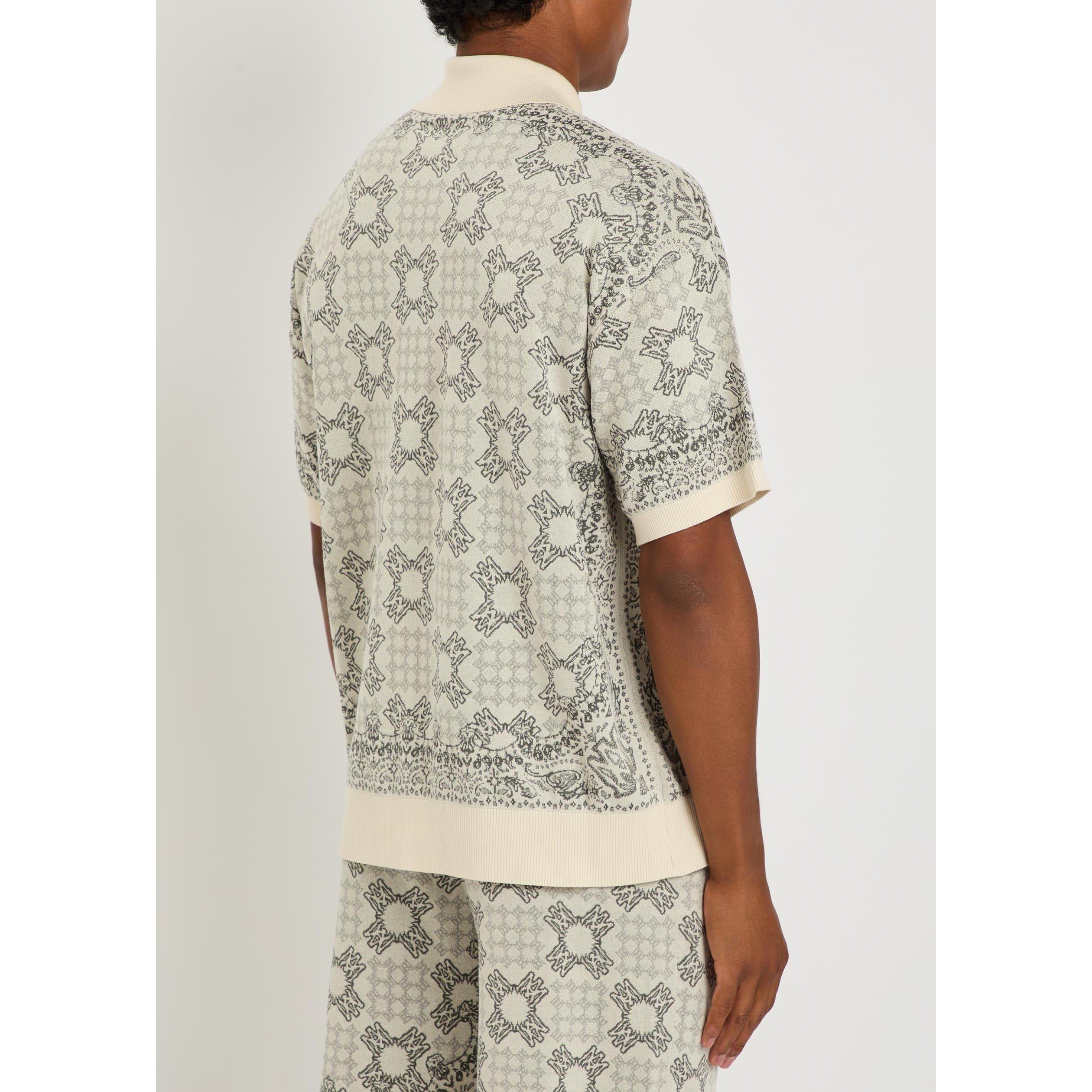 OFF WHITE - Amiri - Men's Quad Check Cotton Jacquard Short-Sleeve Polo Shirt - 3