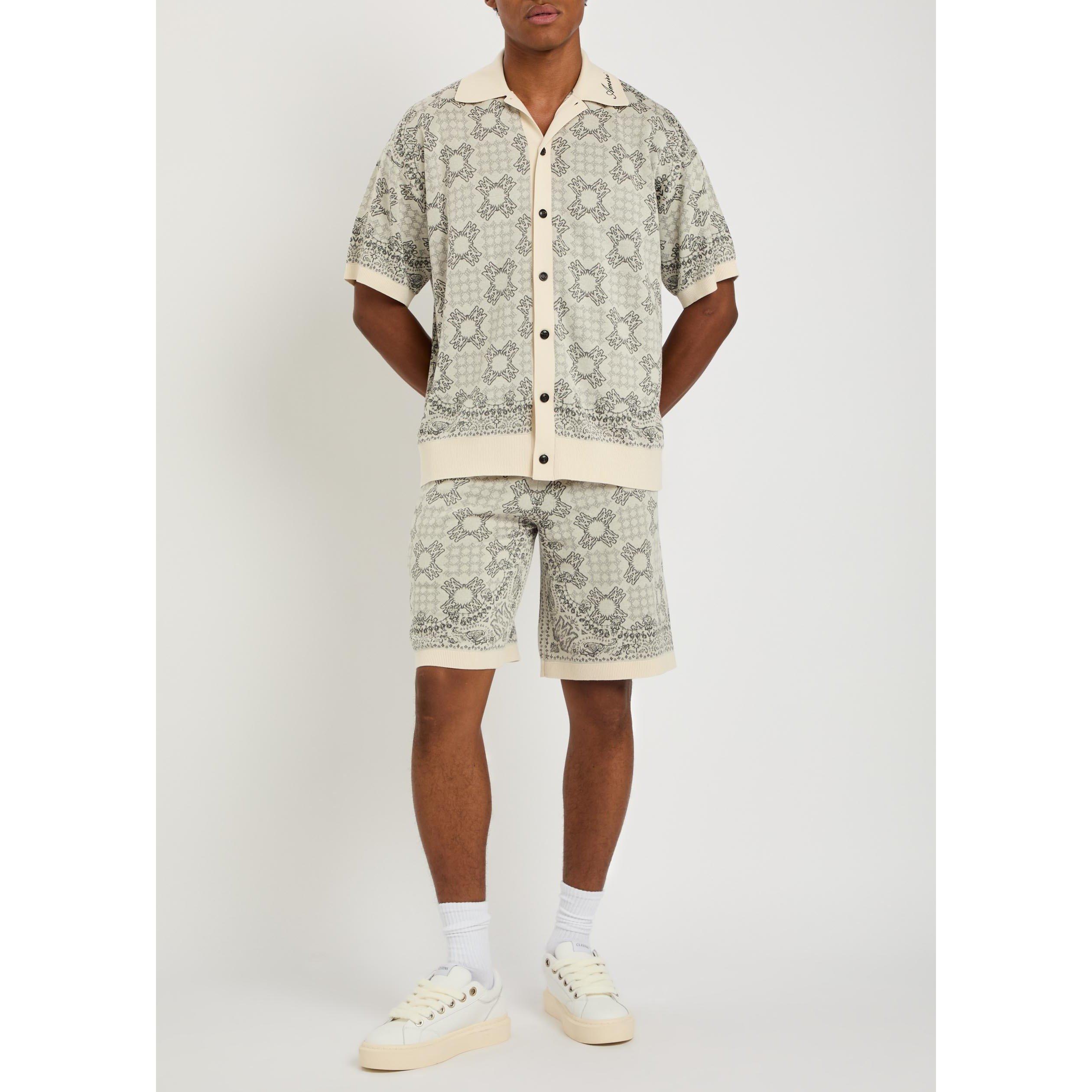 OFF WHITE - Amiri - Men's Quad Check Cotton Jacquard Short-Sleeve Polo Shirt - 5
