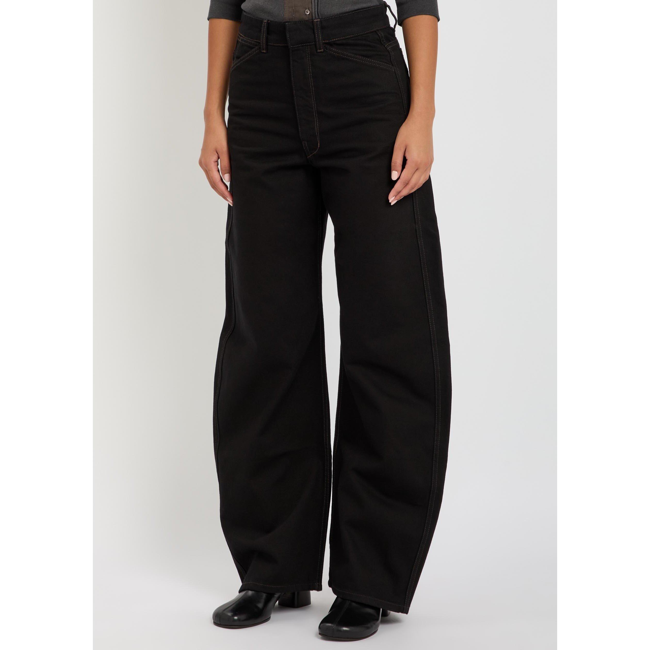 BLACK - Lemaire - Women's Curved Cotton High-Waisted Wide-Leg Jeans - 2