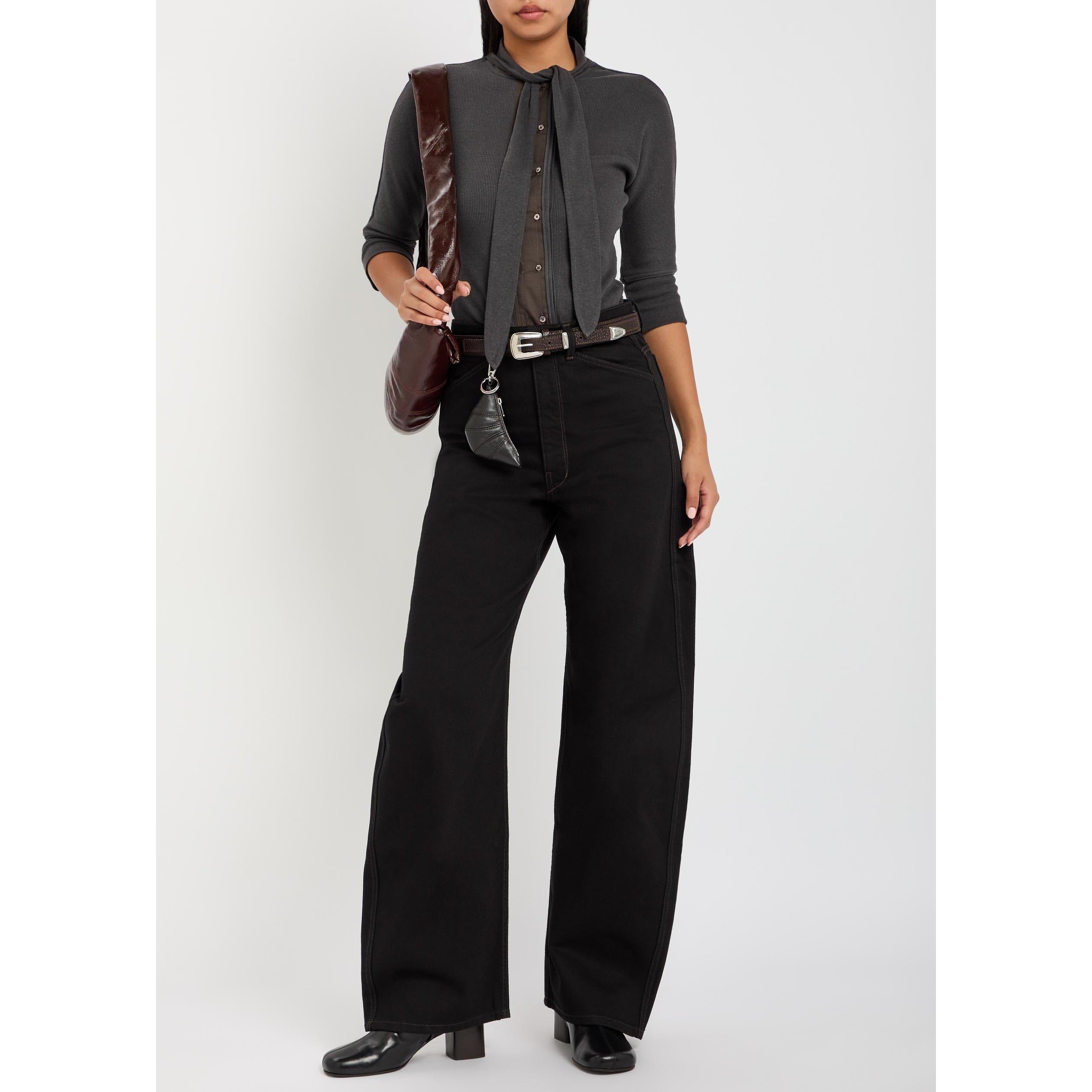BLACK - Lemaire - Women's Curved Cotton High-Waisted Wide-Leg Jeans - 5