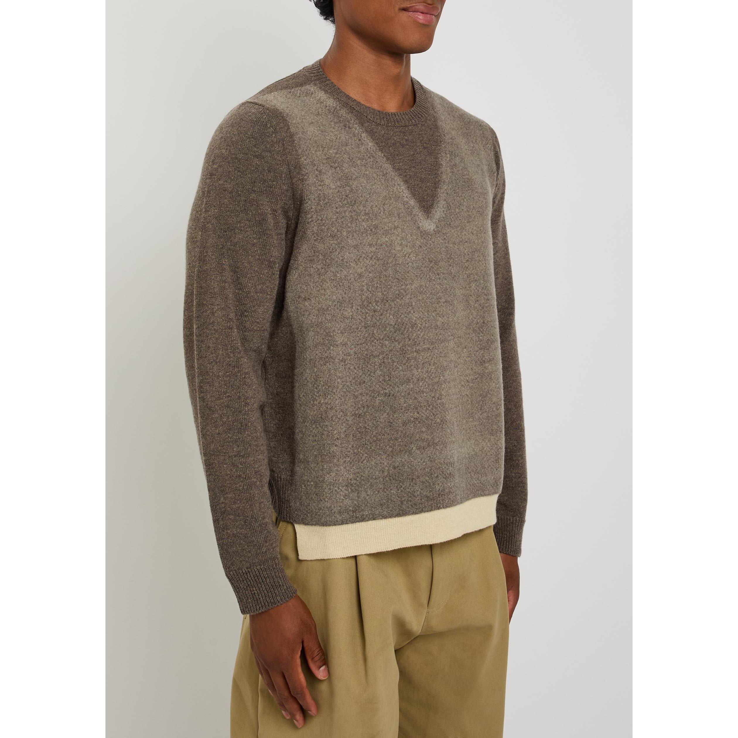 BROWN LIGHT - Maison Margiela - Men's Fused Knit Wool Crew-Neck Jumper - 2