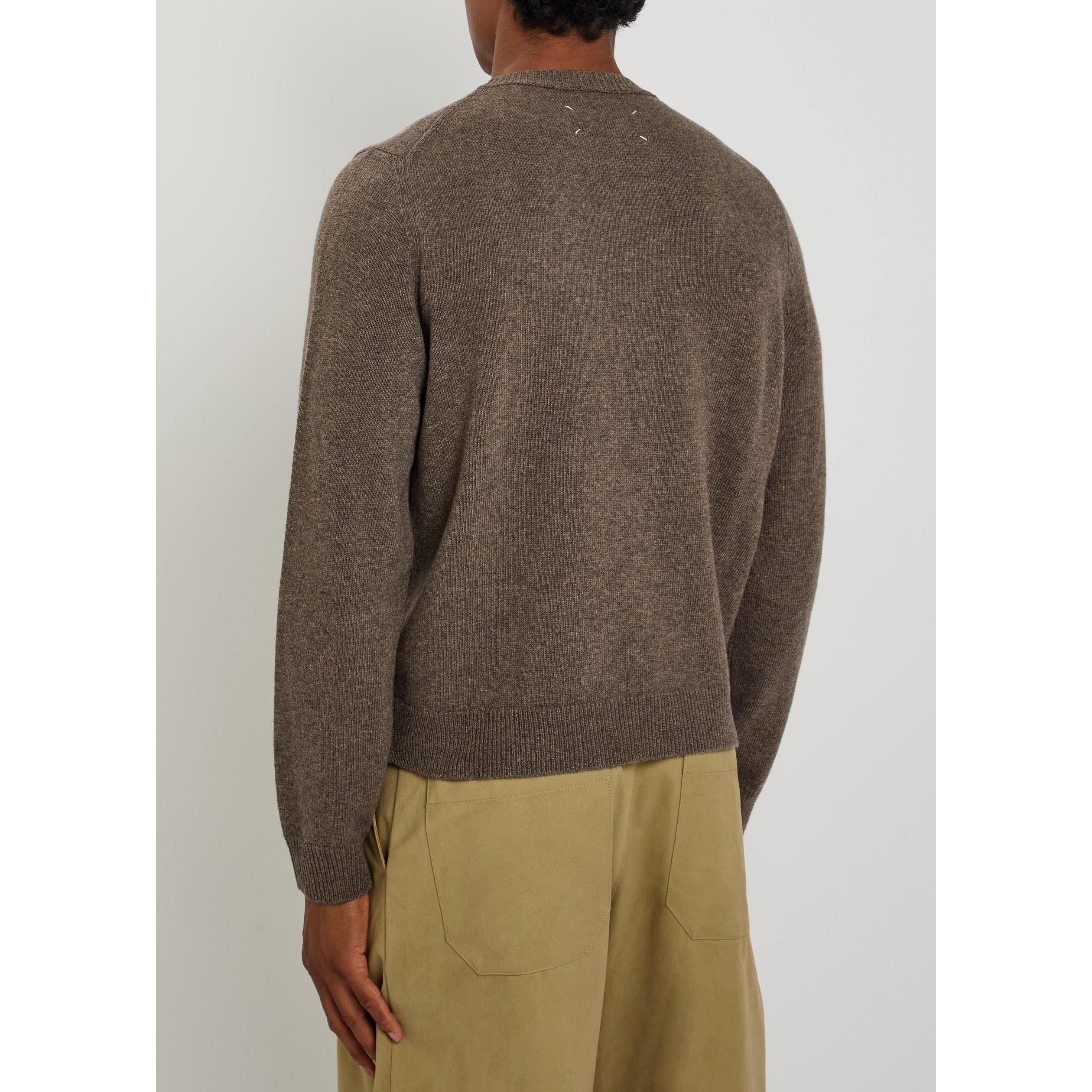 BROWN LIGHT - Maison Margiela - Men's Fused Knit Wool Crew-Neck Jumper - 3