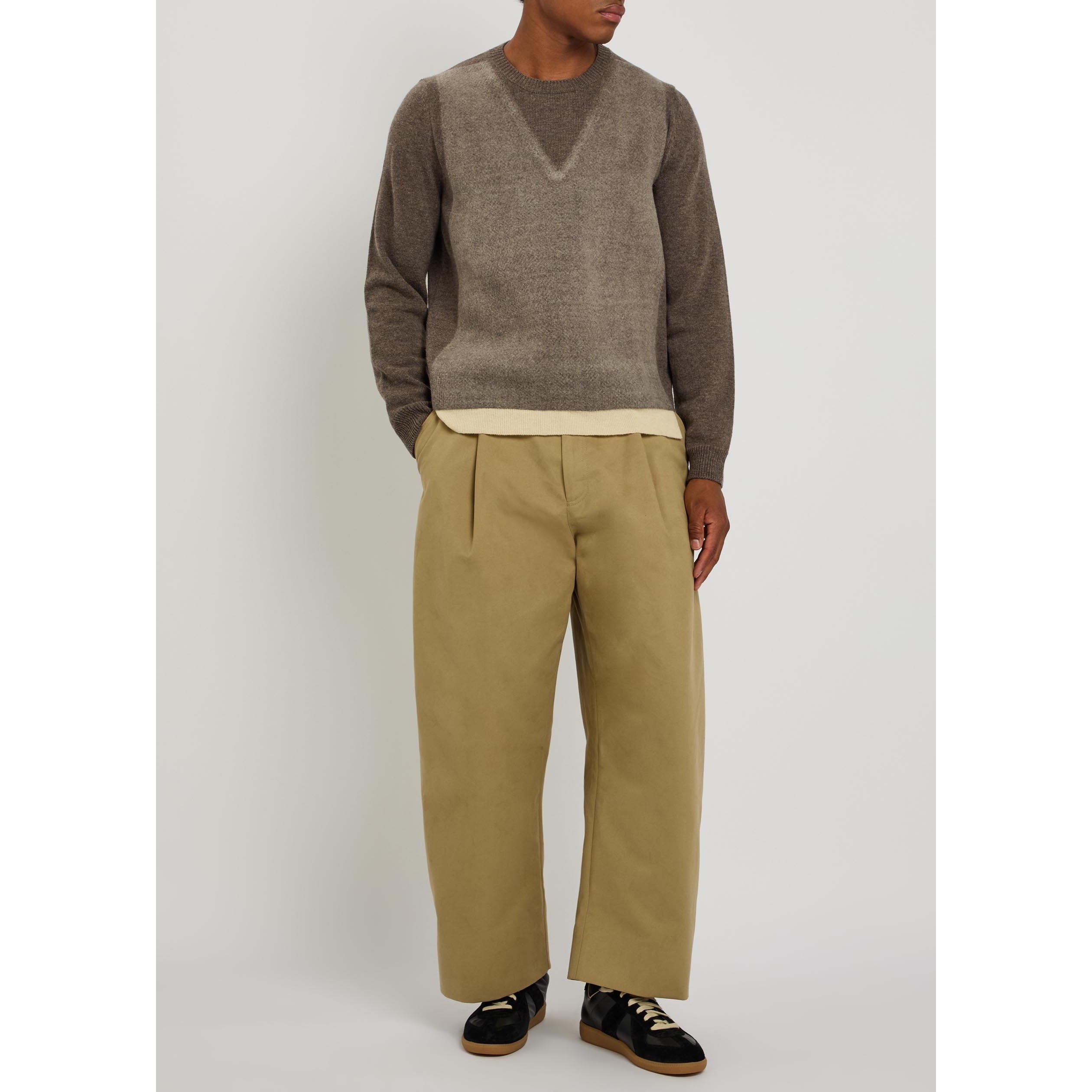 BROWN LIGHT - Maison Margiela - Men's Fused Knit Wool Crew-Neck Jumper - 5