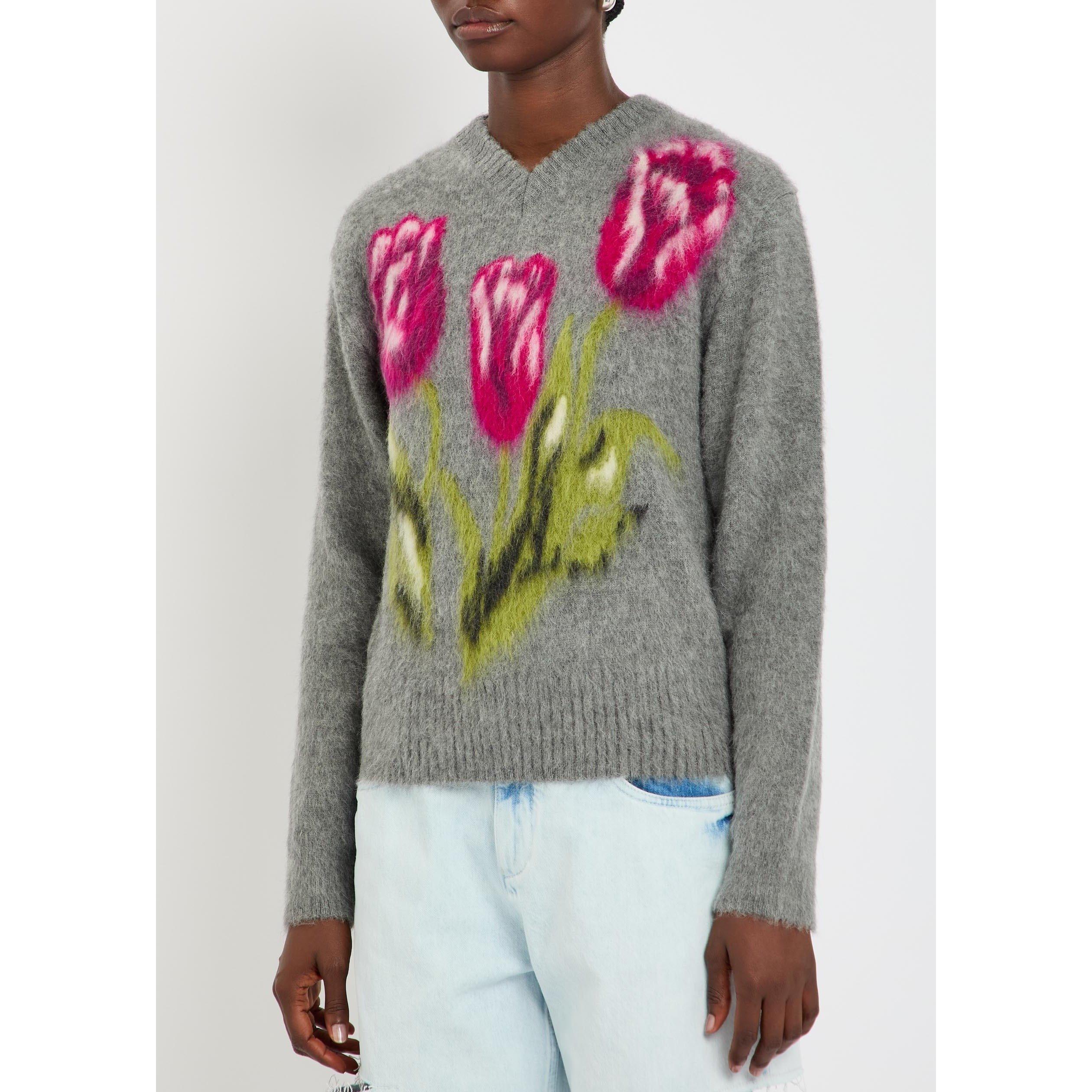GREY AND OTHER - Maison Margiela - BRUSHED ALPACA V-NECK - 2