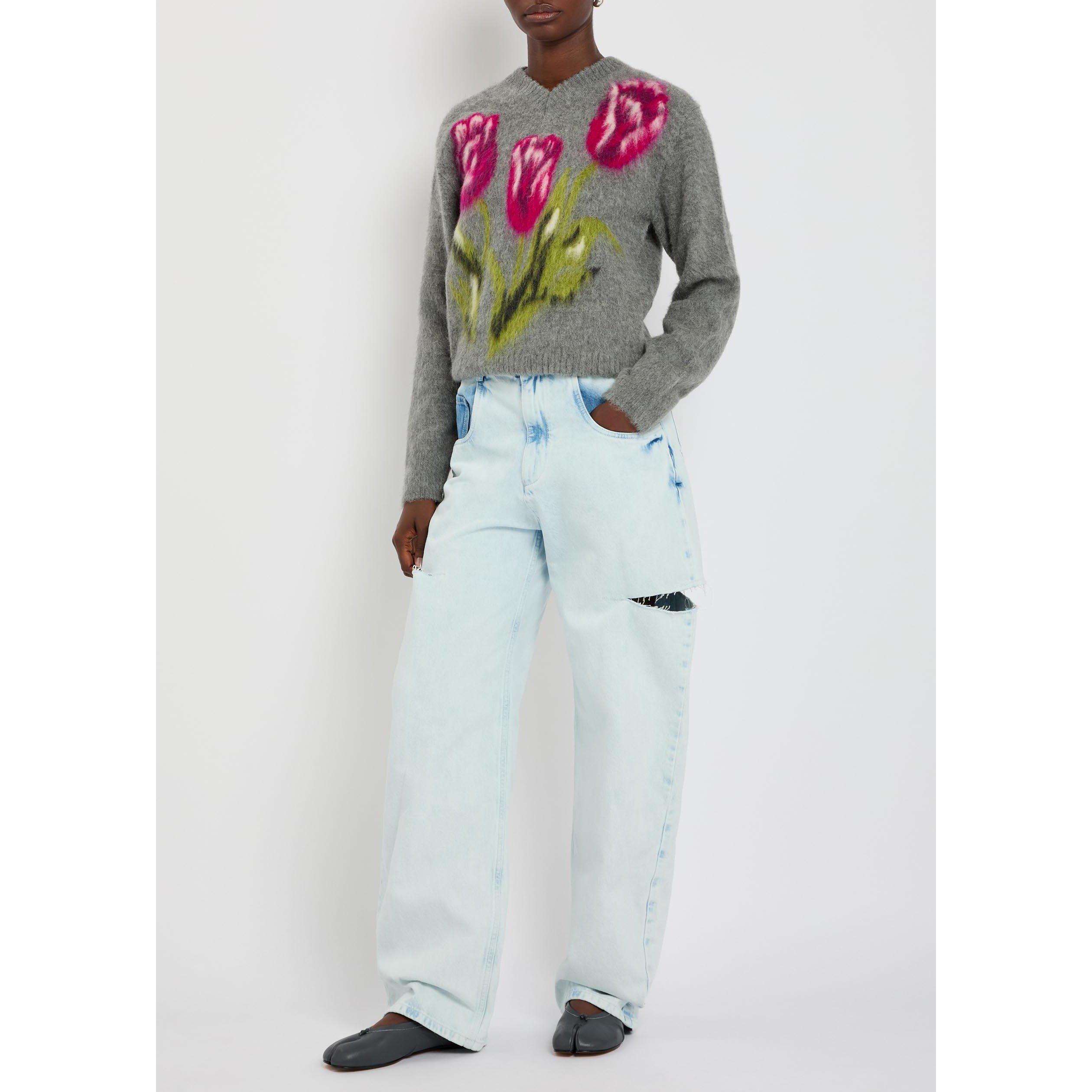 GREY AND OTHER - Maison Margiela - BRUSHED ALPACA V-NECK - 5