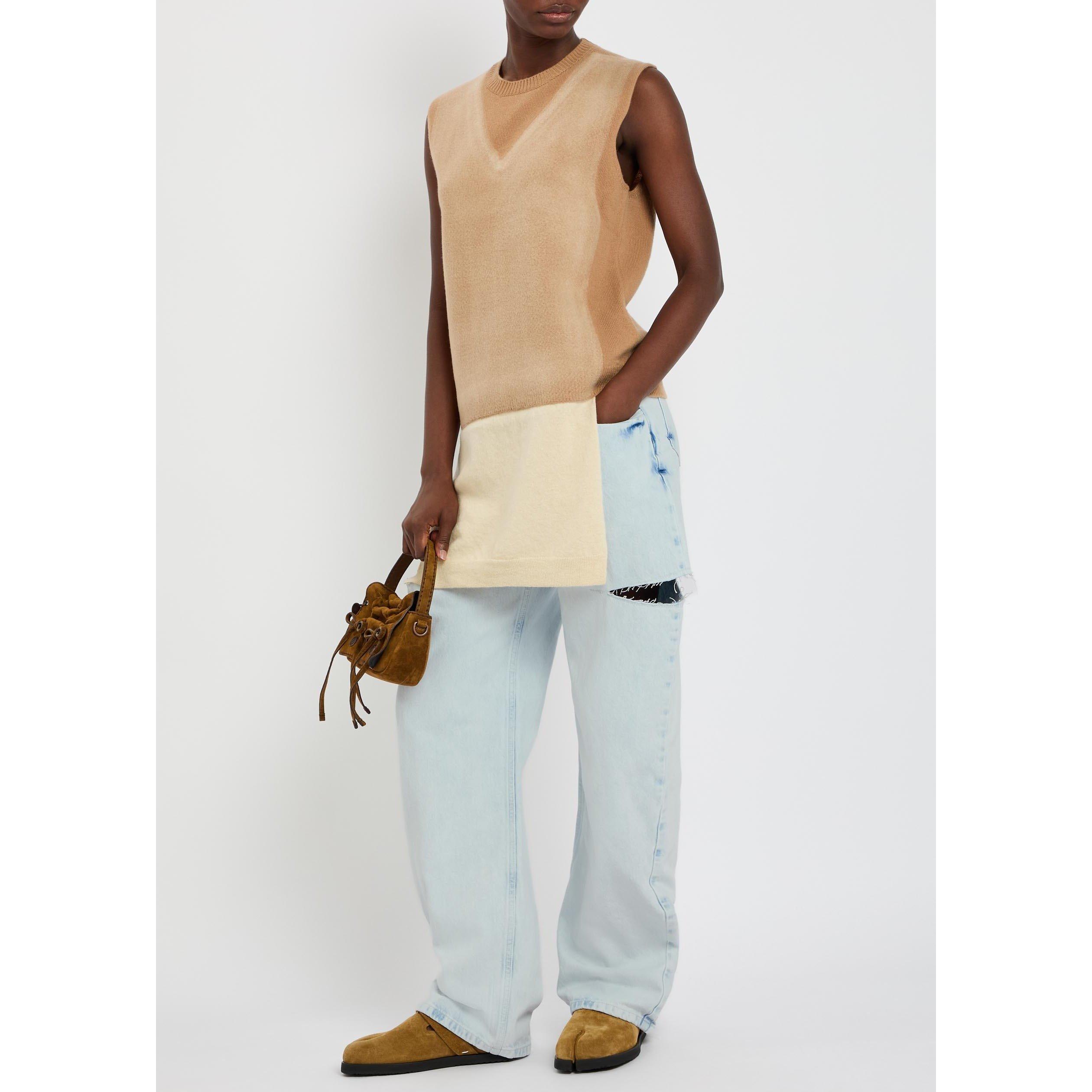 LIGHT BLUE - Maison Margiela - Women's Cutout High-Rise Wide-Leg Cotton Jeans - 5