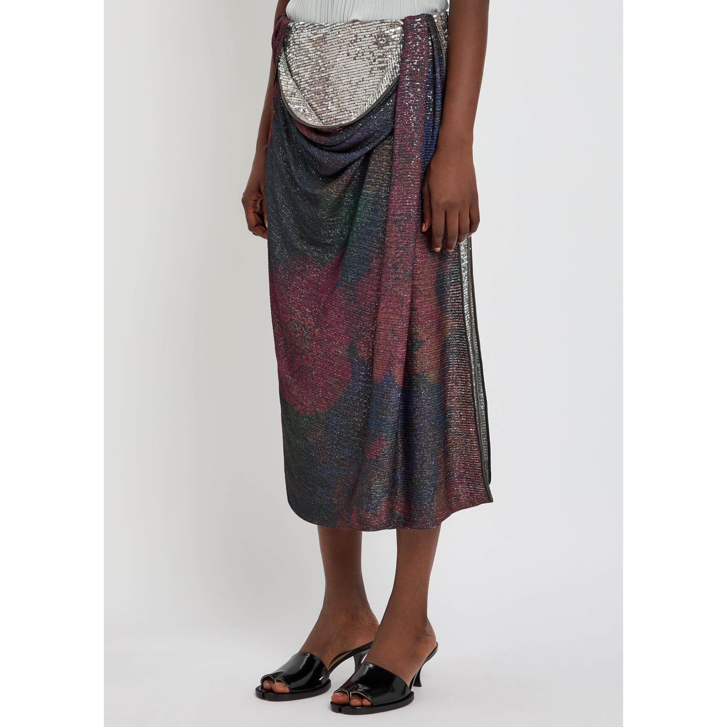 MULTICOLOURED - Maison Margiela - Women's Sequin Draped Maxi Skirt - 2