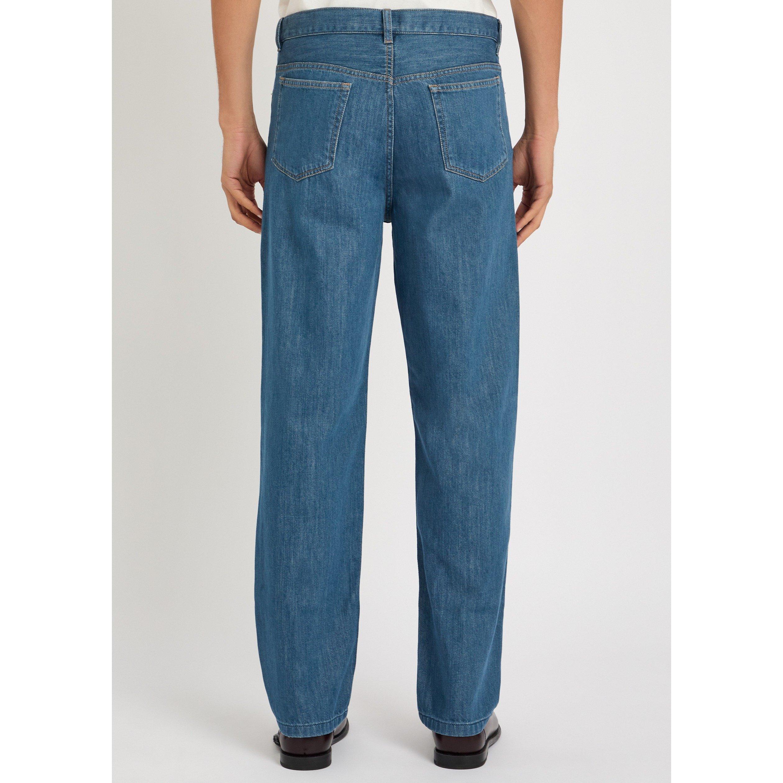 BLUE - APC - Men's Cotton High-Rise Wide-Leg Jeans - 3