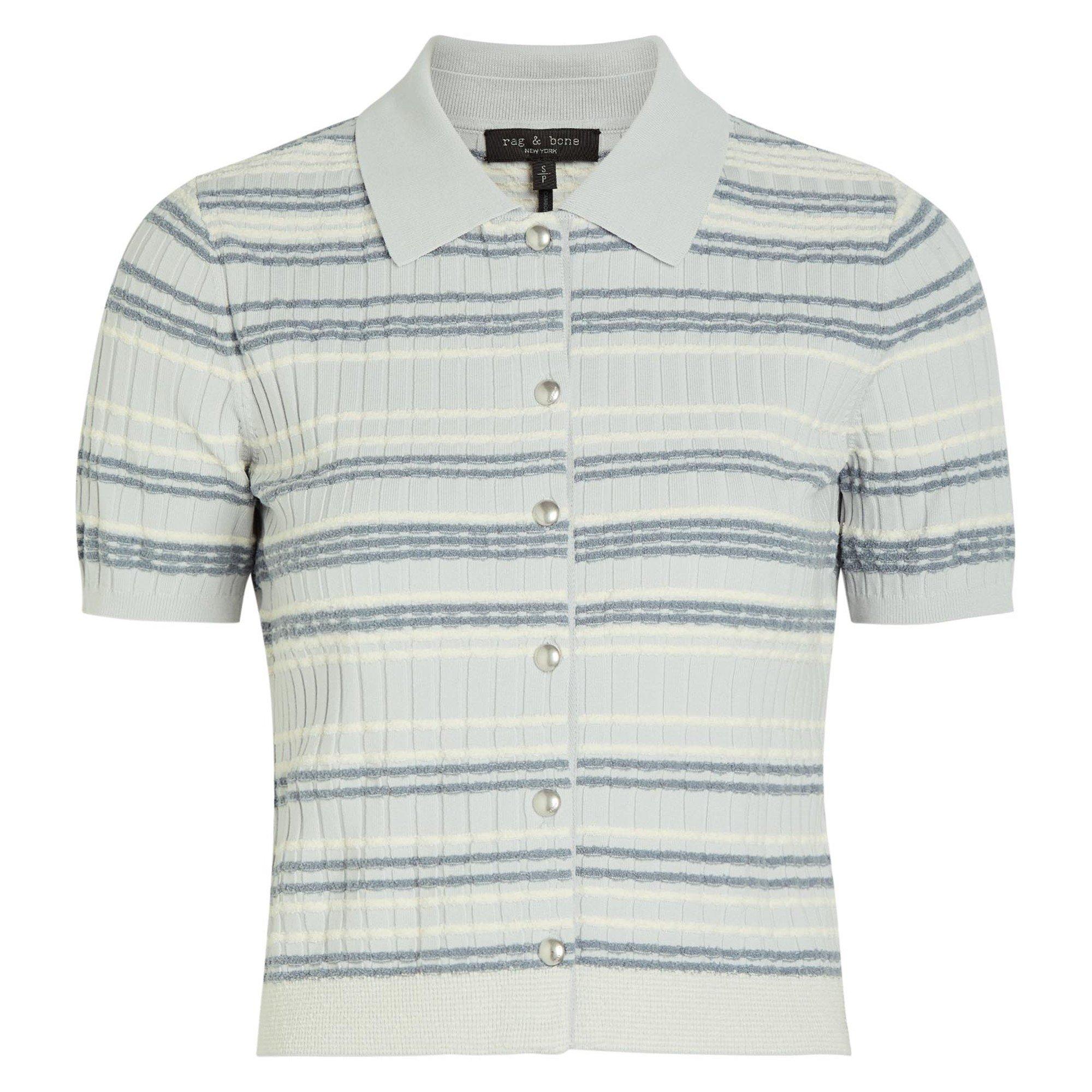 LIGHT BLUE - Rag and Bone - KARINA STRIPE SS CARDIGAN - 1