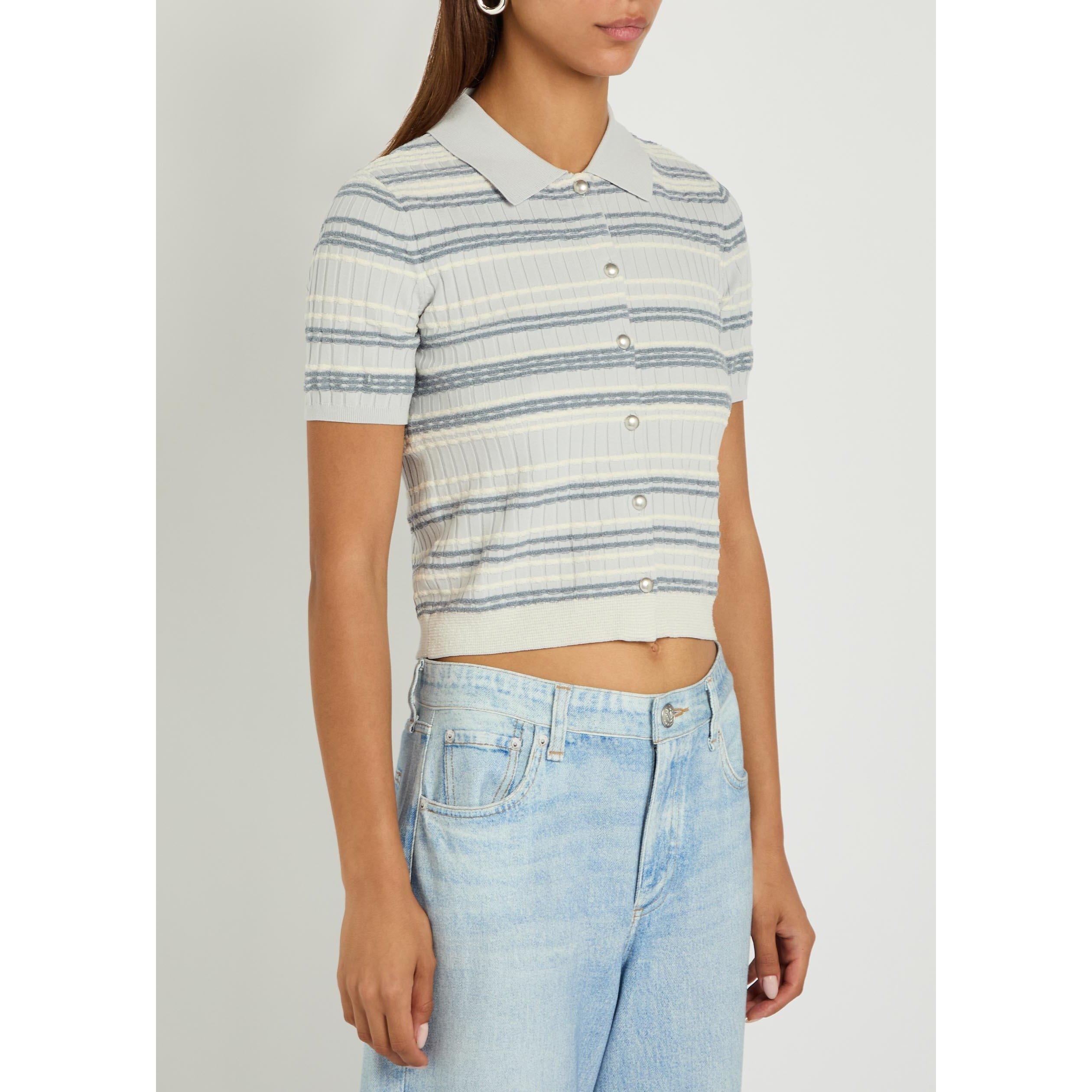 LIGHT BLUE - Rag and Bone - KARINA STRIPE SS CARDIGAN - 2