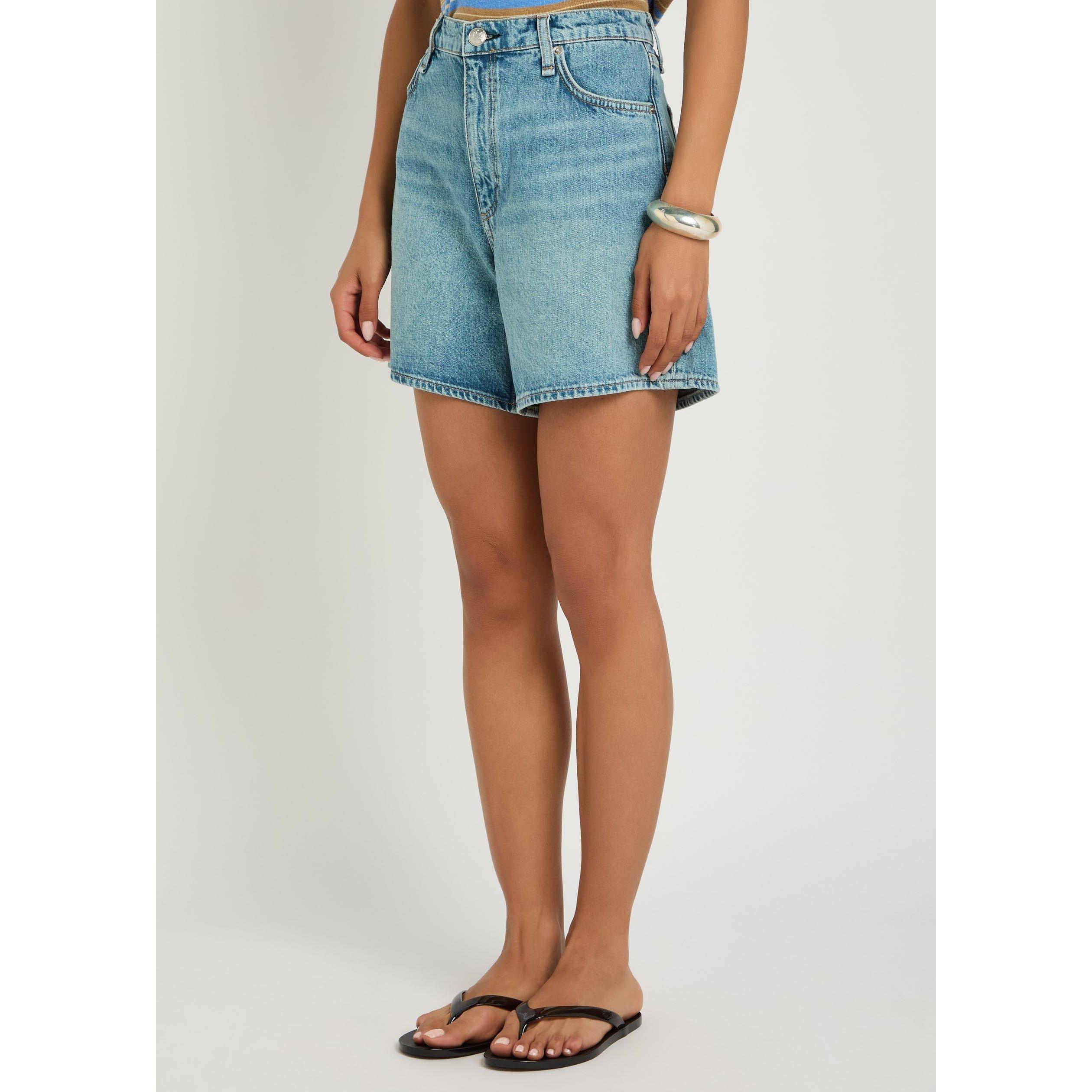 LIGHT BLUE - Rag and Bone - Women's Kaia Cotton Denim High-Rise Shorts - 2