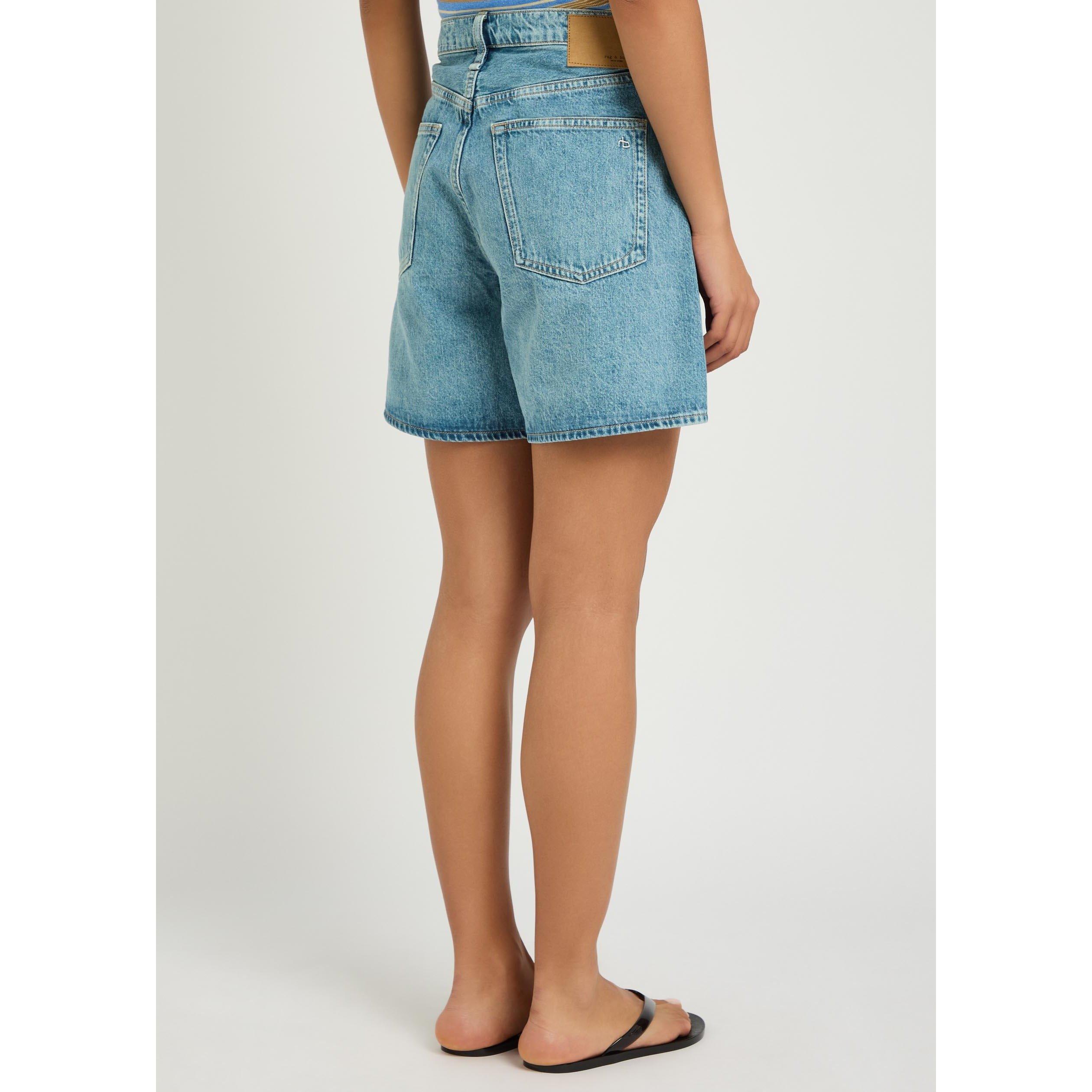 LIGHT BLUE - Rag and Bone - Women's Kaia Cotton Denim High-Rise Shorts - 3