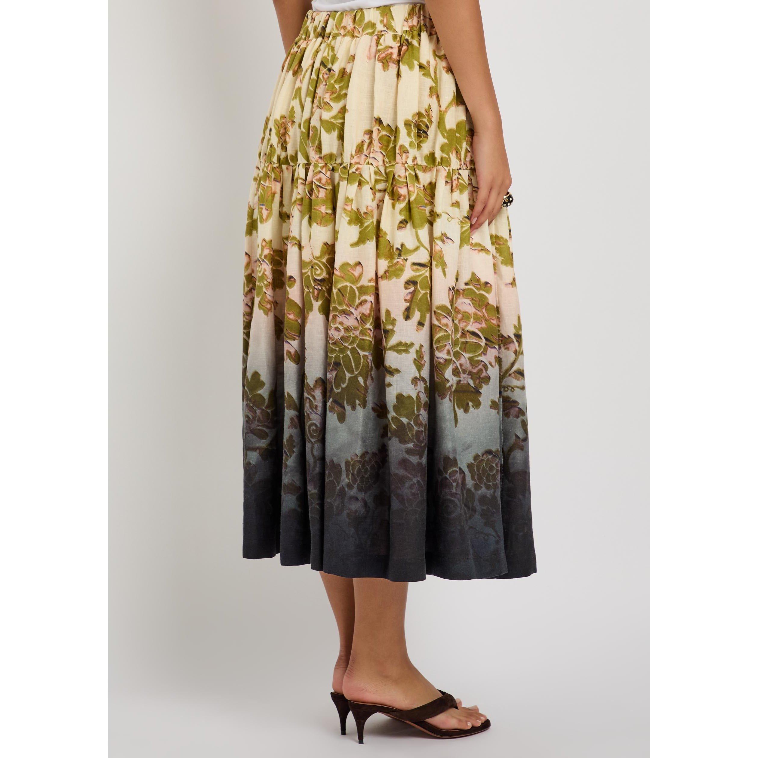 BLACK AND OTHER - La DoubleJ - Women's Gala Floral Linen Midi Skirt - 3