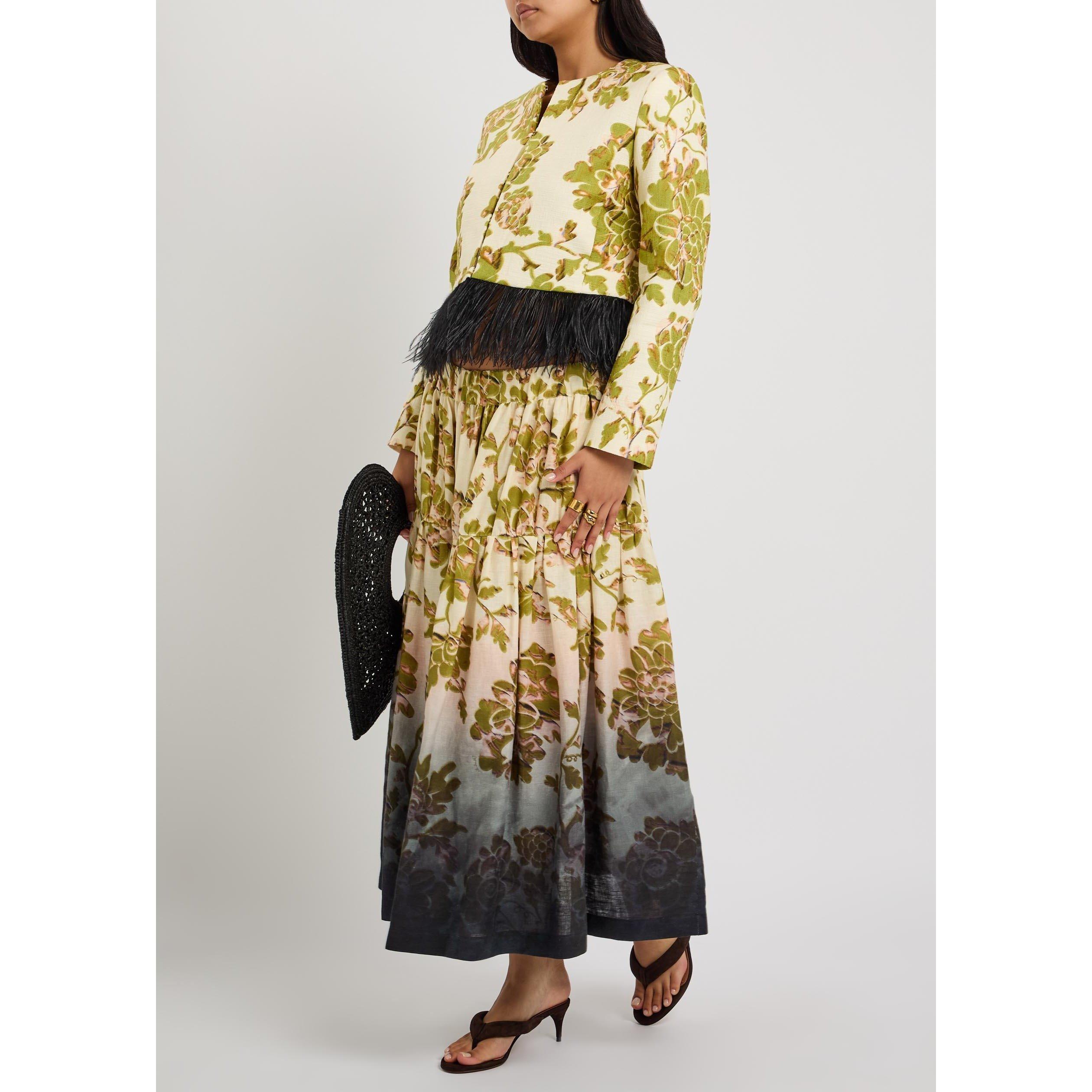 BLACK AND OTHER - La DoubleJ - Women's Gala Floral Linen Midi Skirt - 5