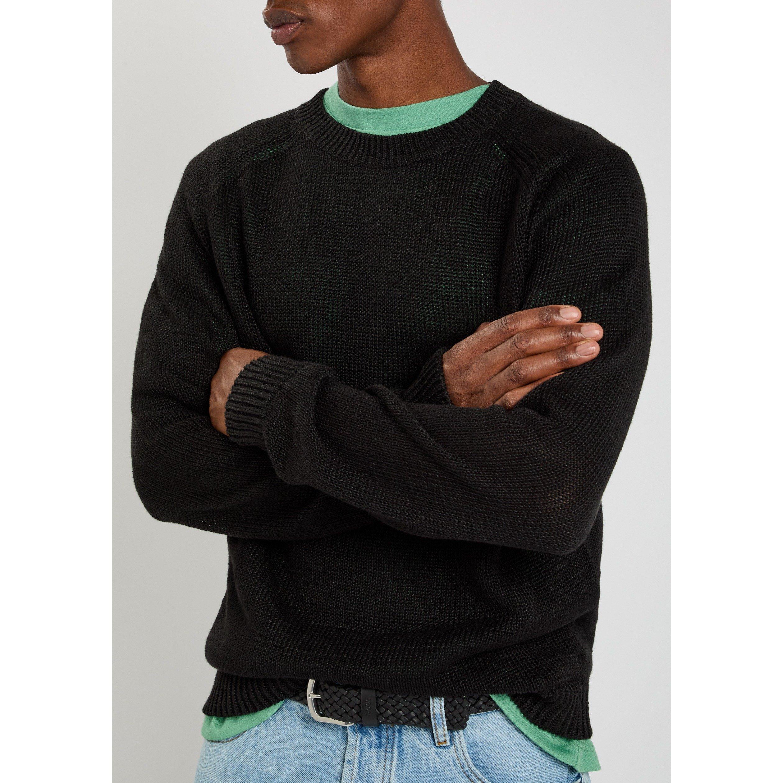 BLACK - Studio Nicholson - Men's Linen Crew-Neck Jumper - 4