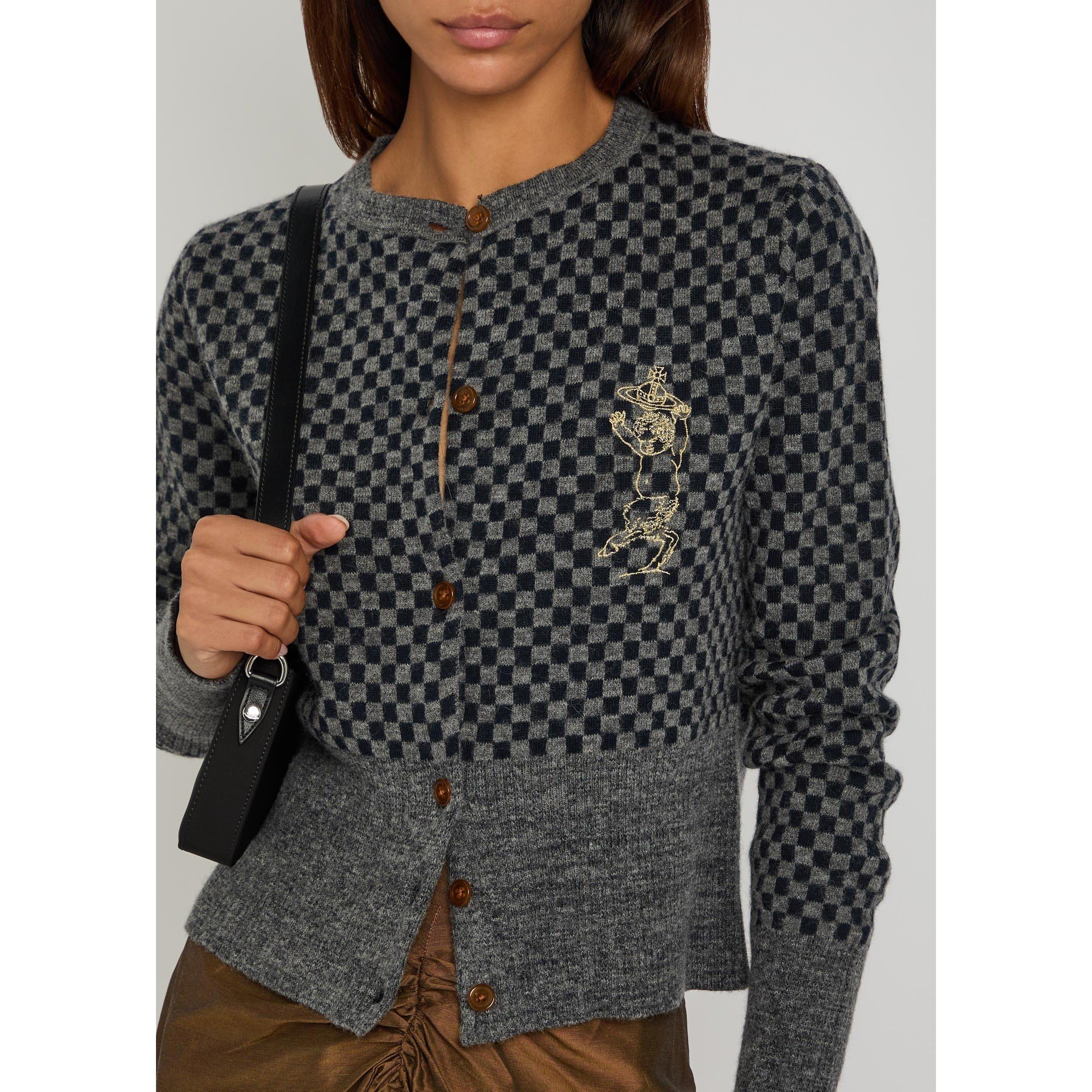 GREY - Vivienne Westwood - Women's Checkmate Slim-Fit Cardigan - 4