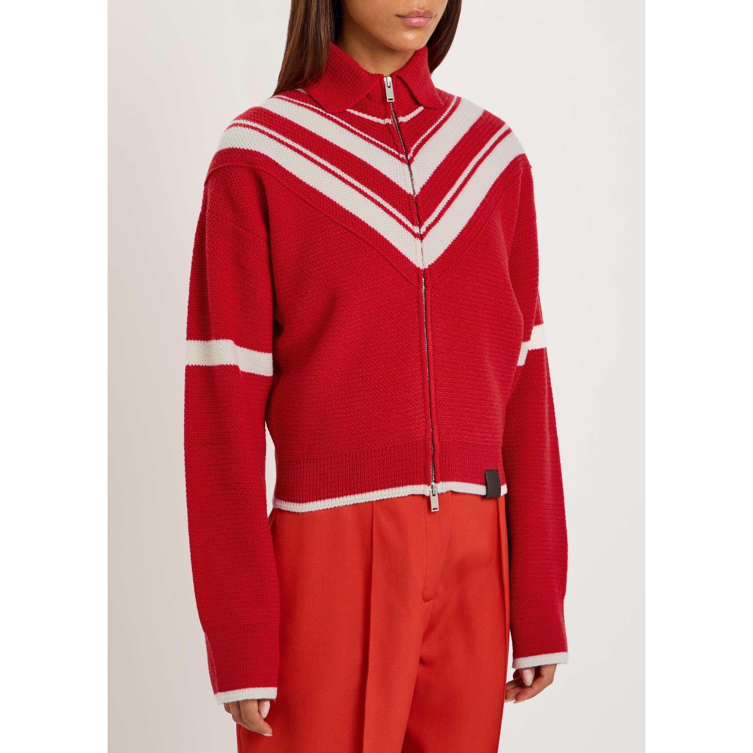 RED AND WHITE - Stella McCartney - Sporty 80 Wool Knit Zip Jacke - 2