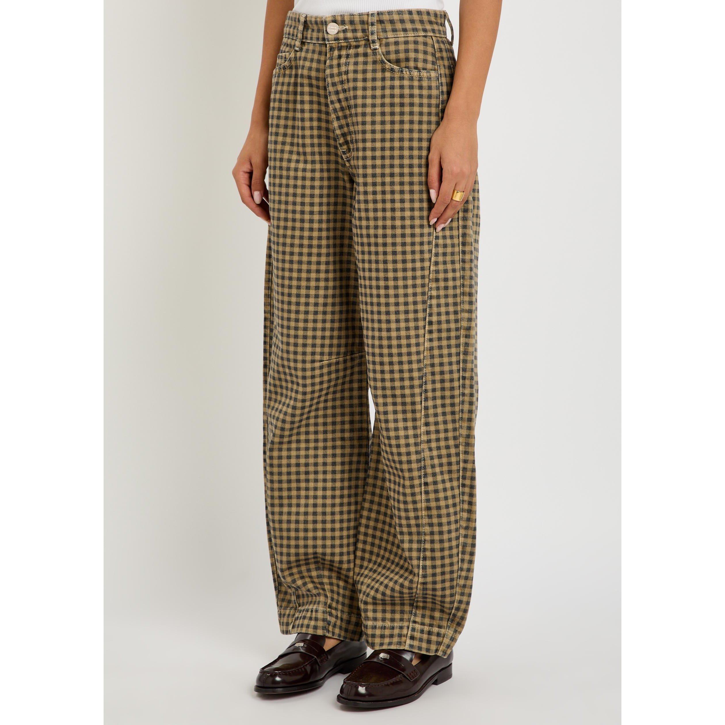 NAVY - Damson Madder - Women's J Felix Checked Cotton Mid-Rise Jeans - 2