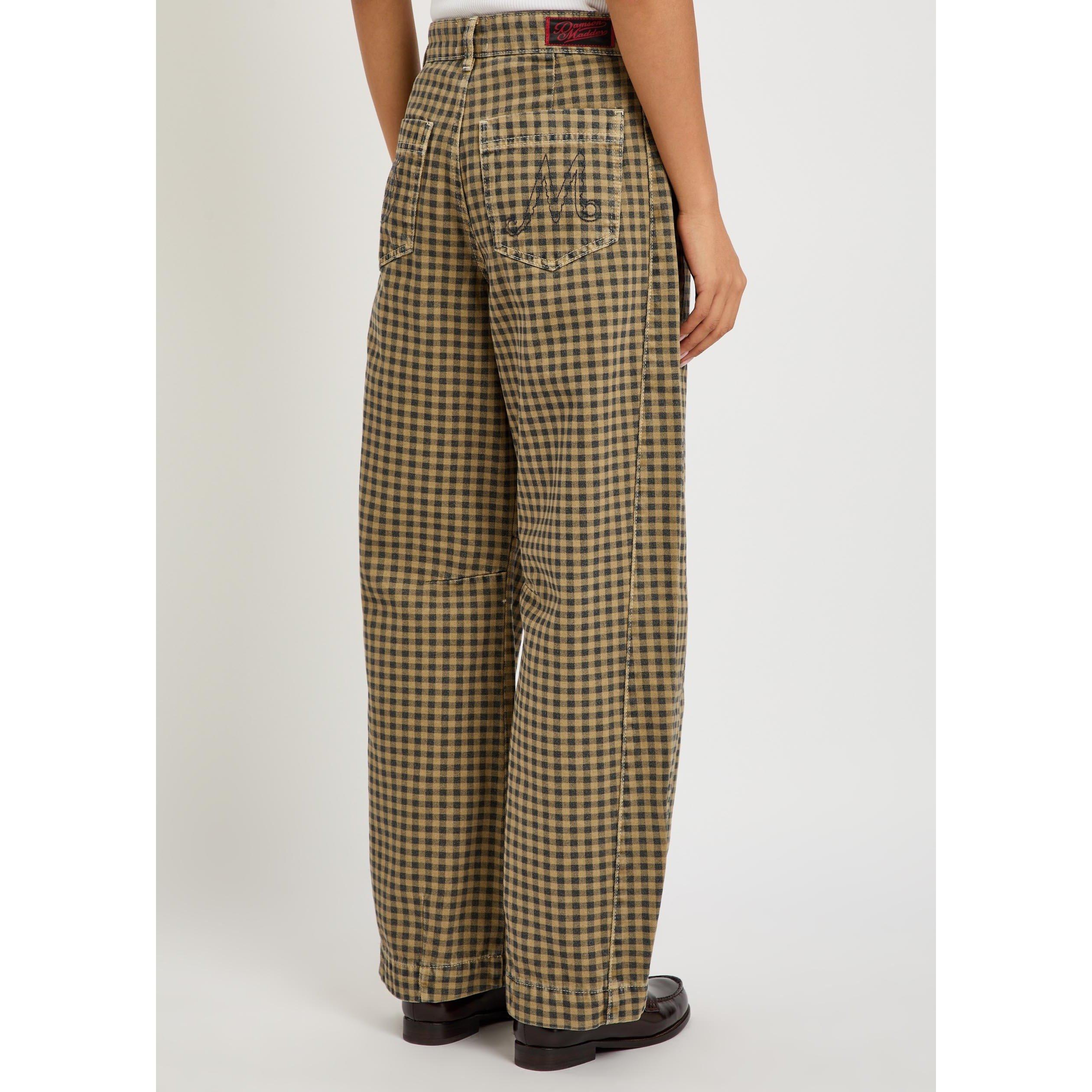 NAVY - Damson Madder - Women's J Felix Checked Cotton Mid-Rise Jeans - 3