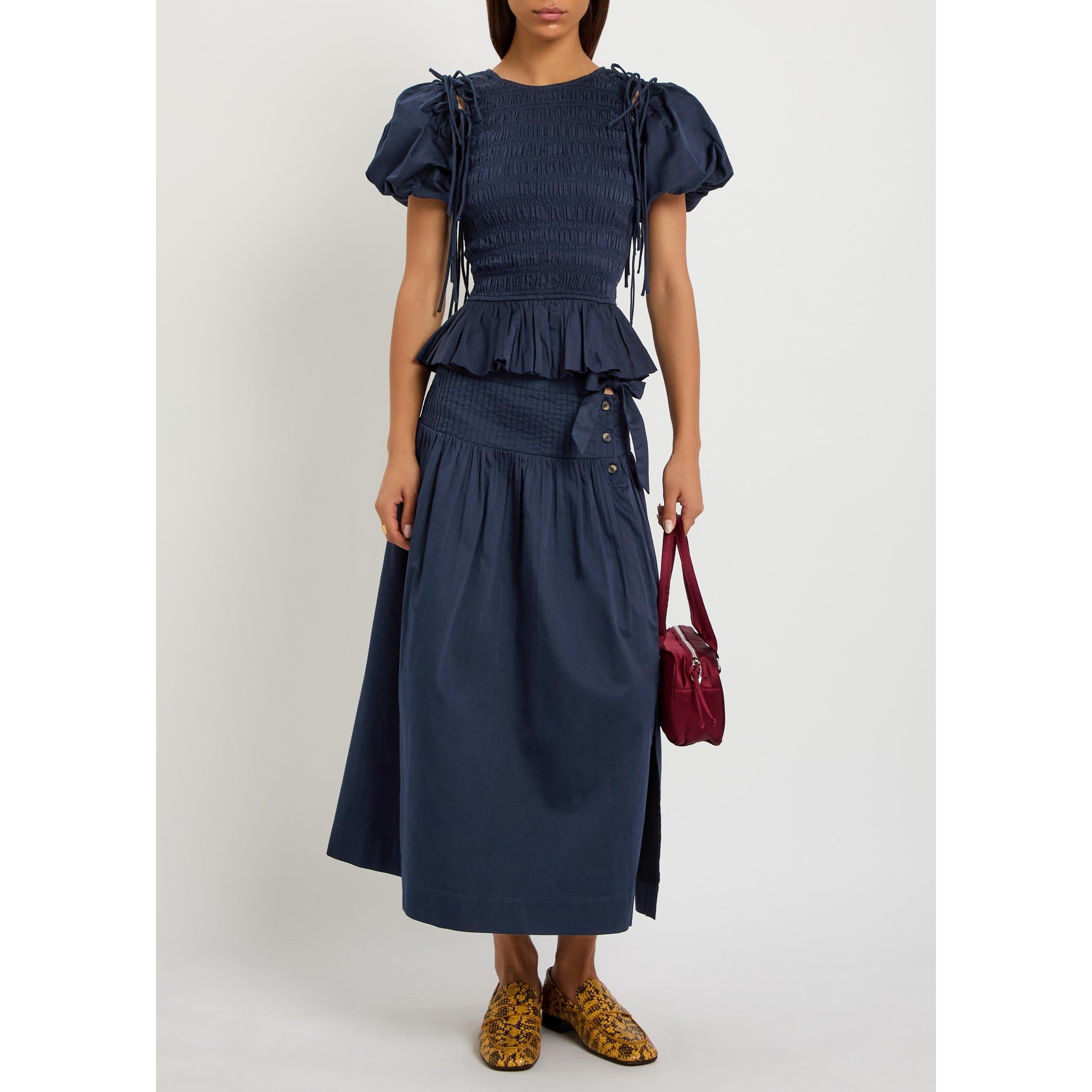NAVY - Damson Madder - Women's Josie Cotton Midi Skirt - 5