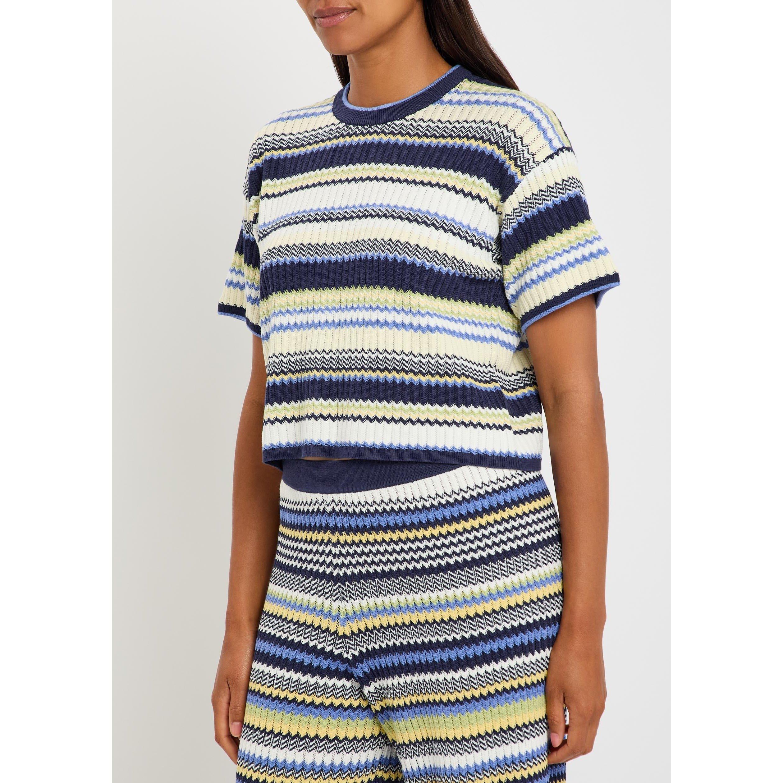 NAVY AND OTHER - Jonathan Simkhai - Women's Tenley Cotton Short-Sleeve Oversized-Fit Knitted T-Shirt - 2