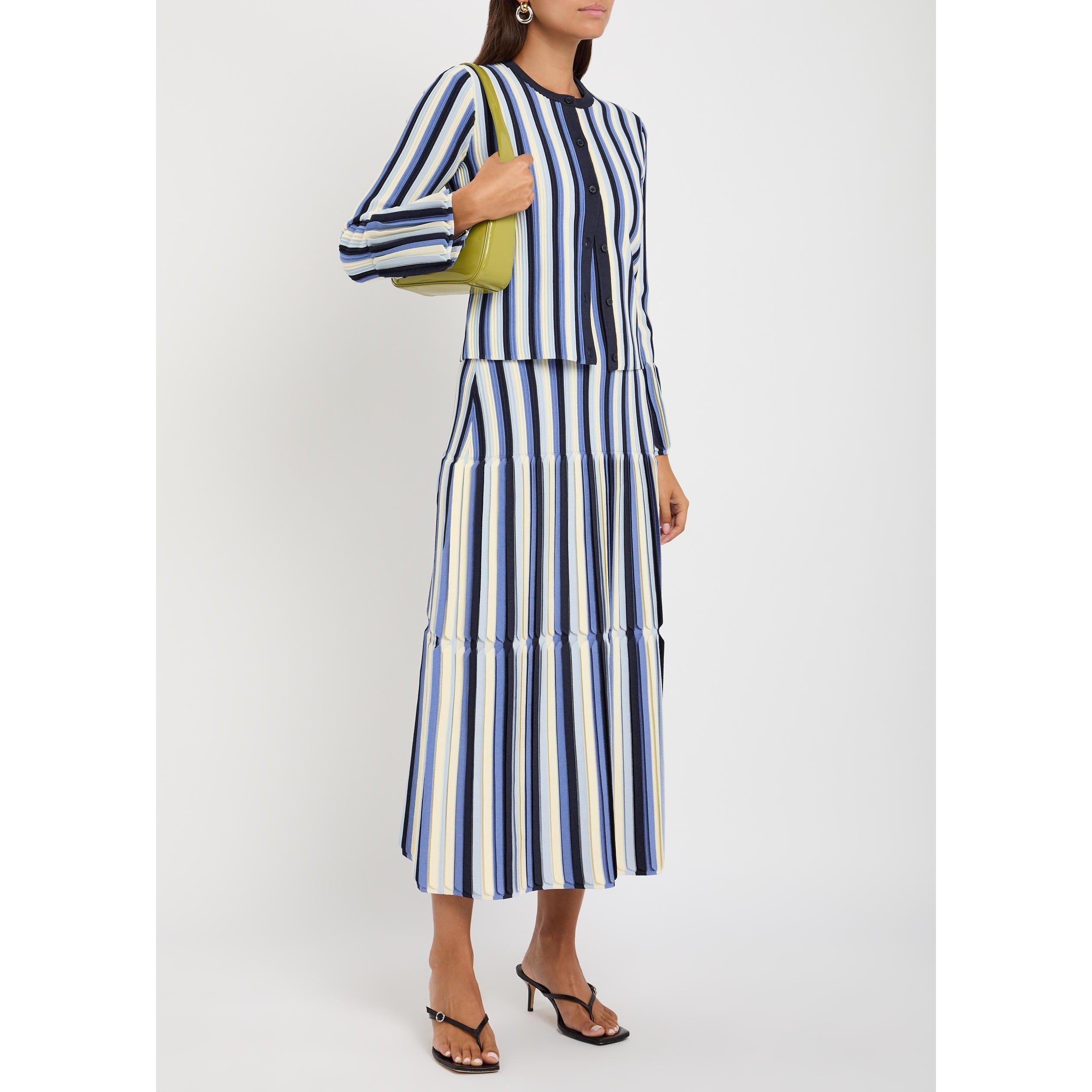 BLUE AND OTHER - Jonathan Simkhai - Women's Iris Striped Slim-Fit Cardigan - 5