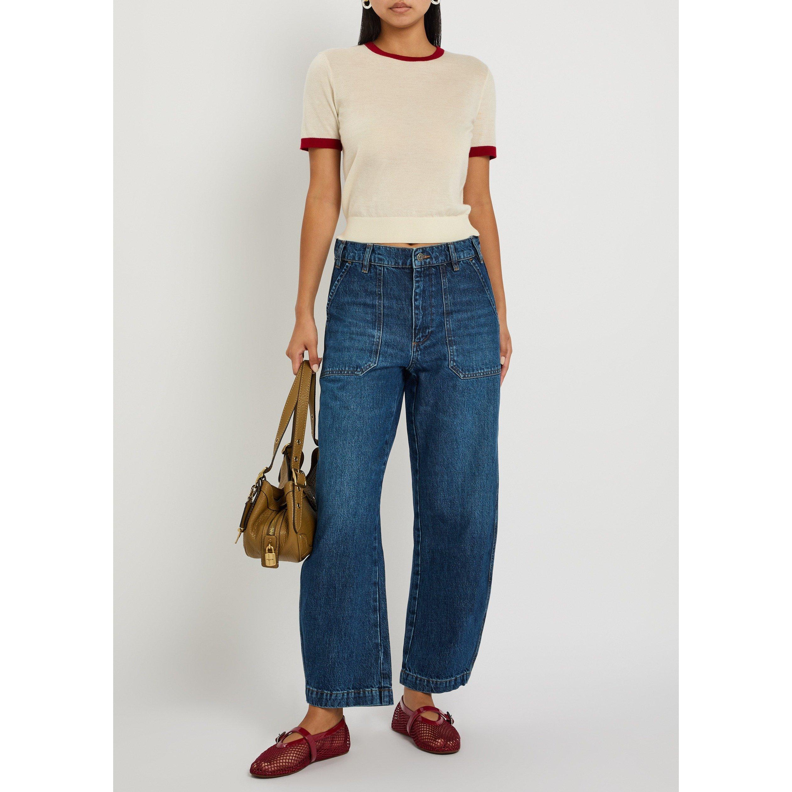 BLUE - Frame Denim - Women's Ranger Cotton Wide-Leg High-Rise Jeans - 5