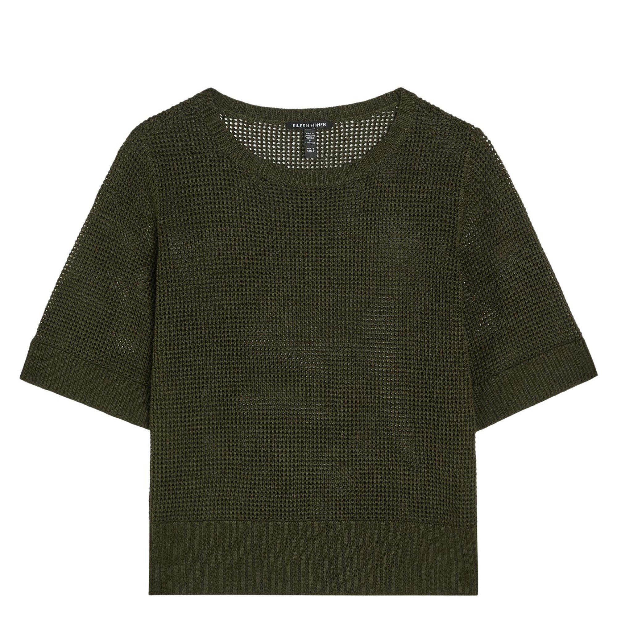 DARK GREEN - Eileen Fisher - S ROUND NECK SHORT SLEEVE
