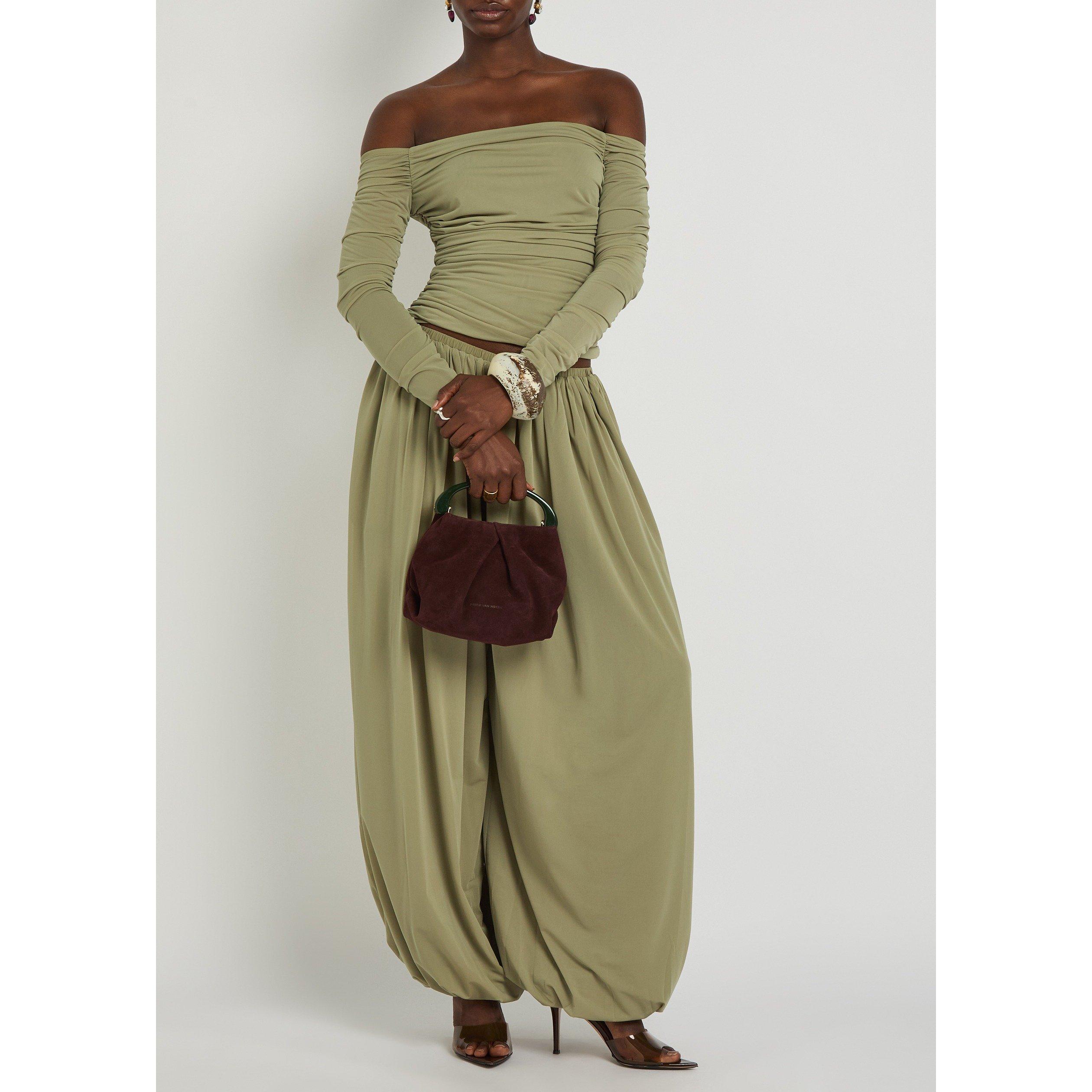 LIGHT GREEN - Kobo - Women's Ruby Ruched Slim-Fit Off-Shoulder Top - 5