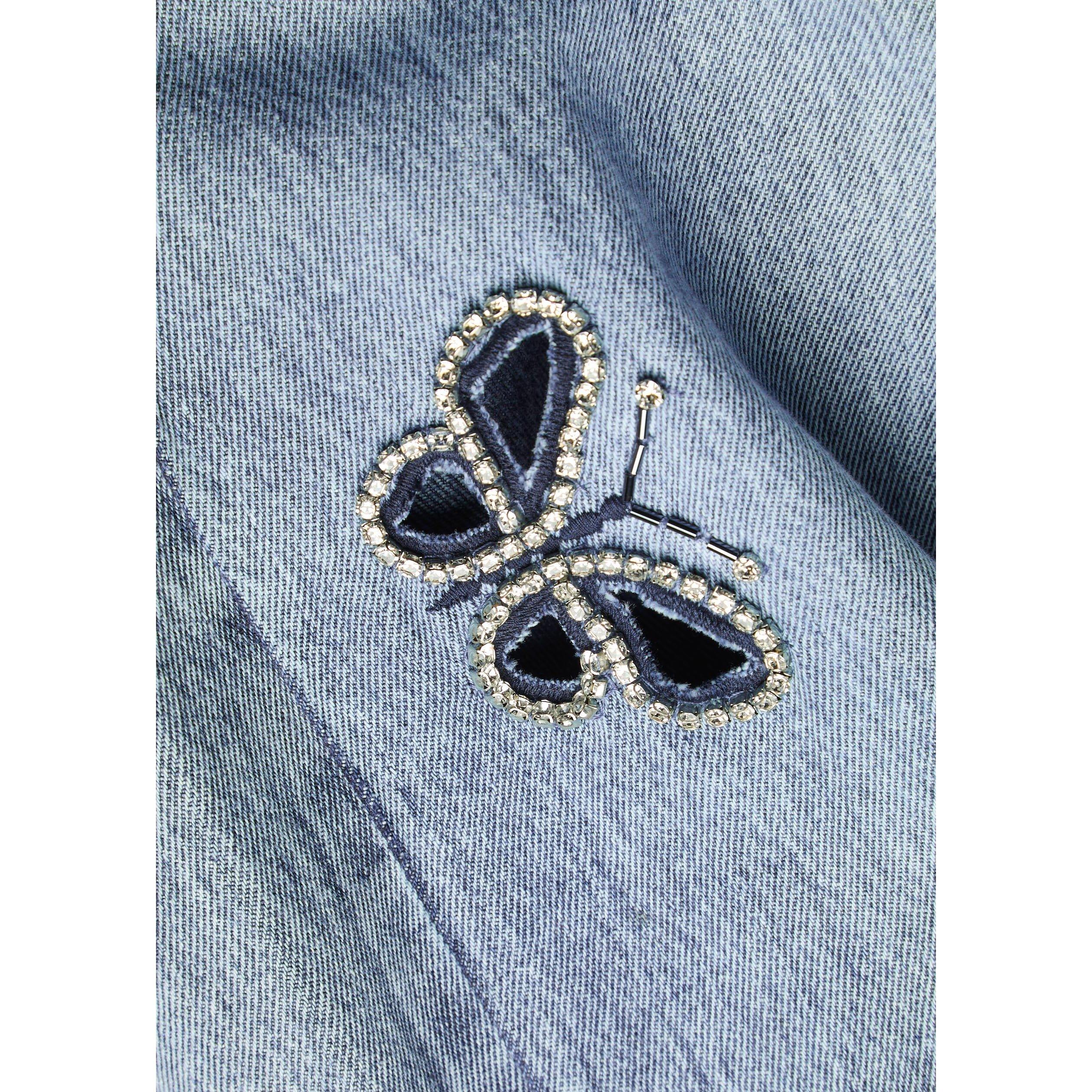 BLUE - Alice And Olivia - Women's Amazing Embellished Low-Rise Wide-Leg Cotton Jeans - 4
