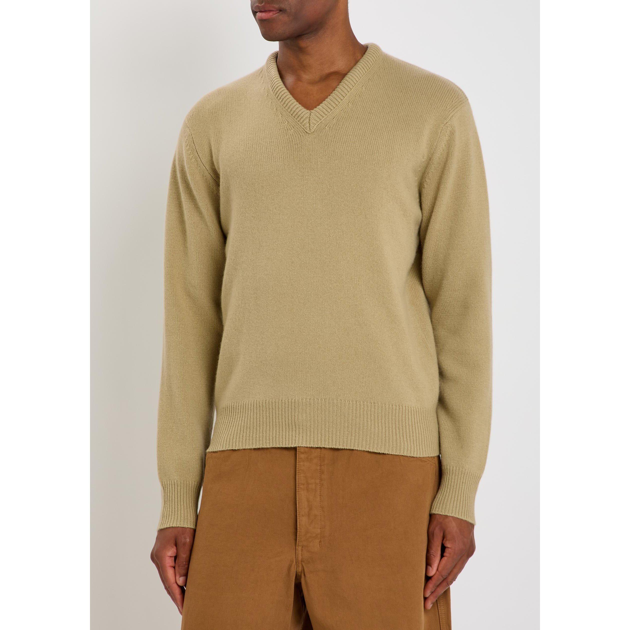 CAMEL - Lemaire - Men's V-Neck Cashmere Jumper - 2