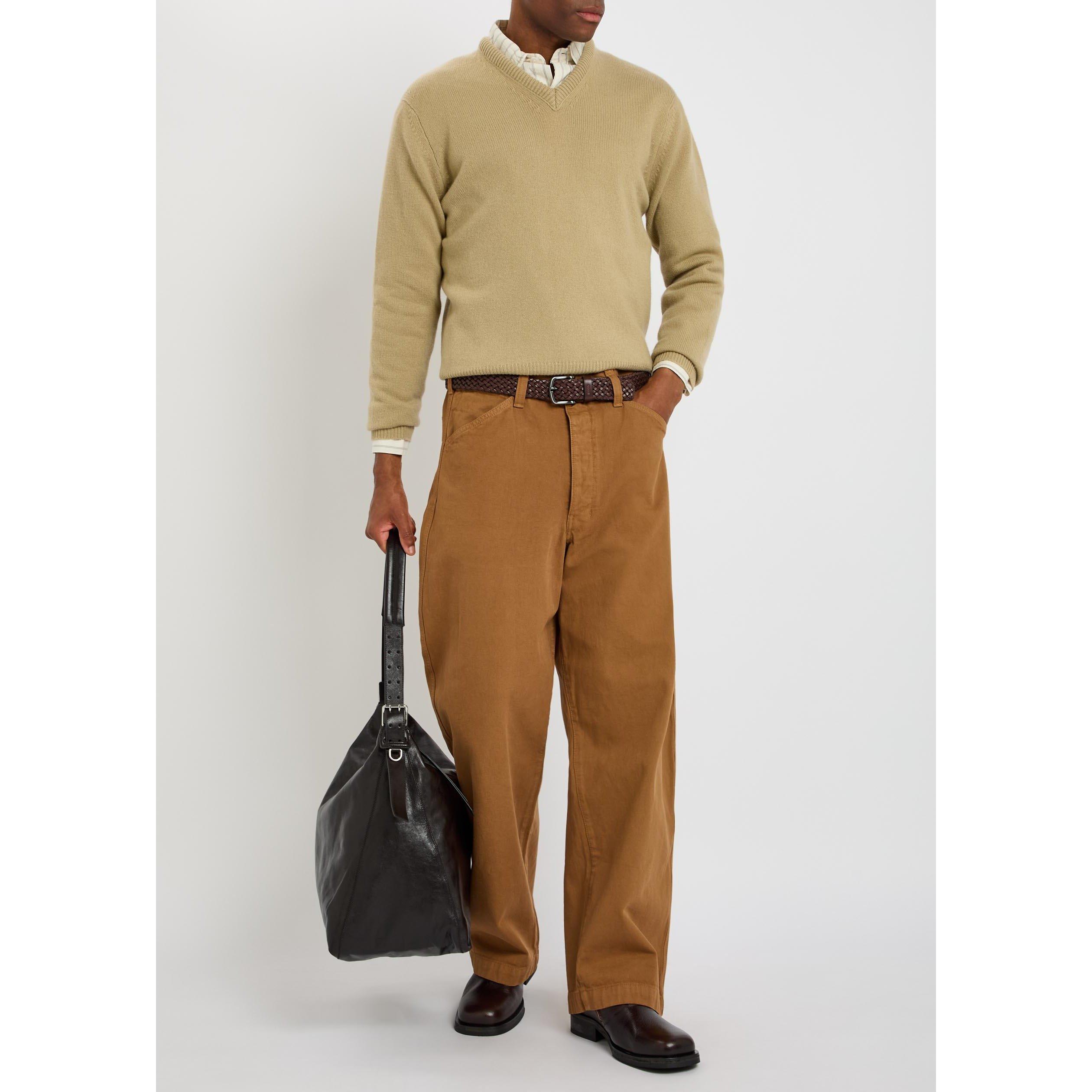 CAMEL - Lemaire - Men's V-Neck Cashmere Jumper - 5
