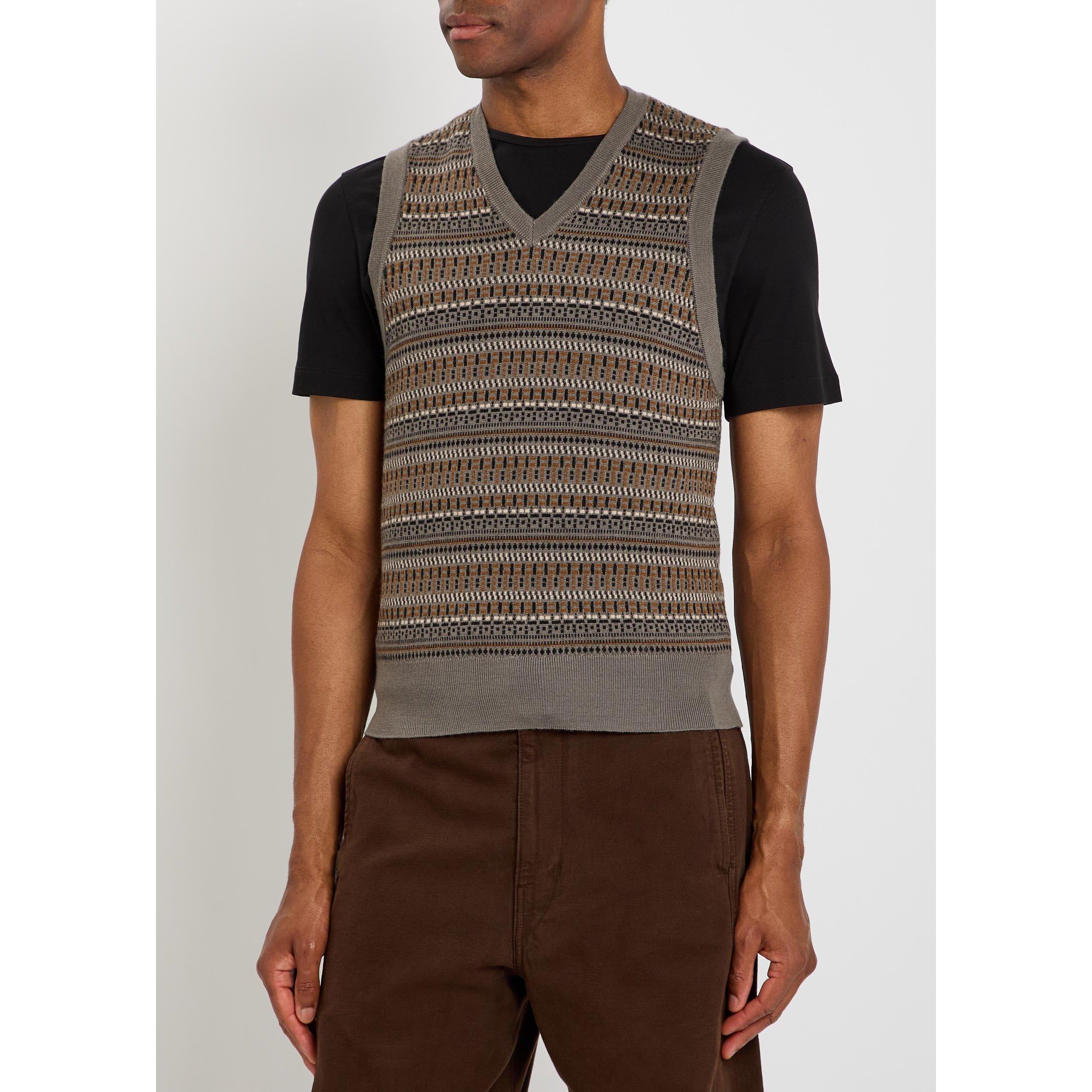MULTICOLOURED 1 - Lemaire - LEMAIRE V NECK JACQUARD VEST - 2
