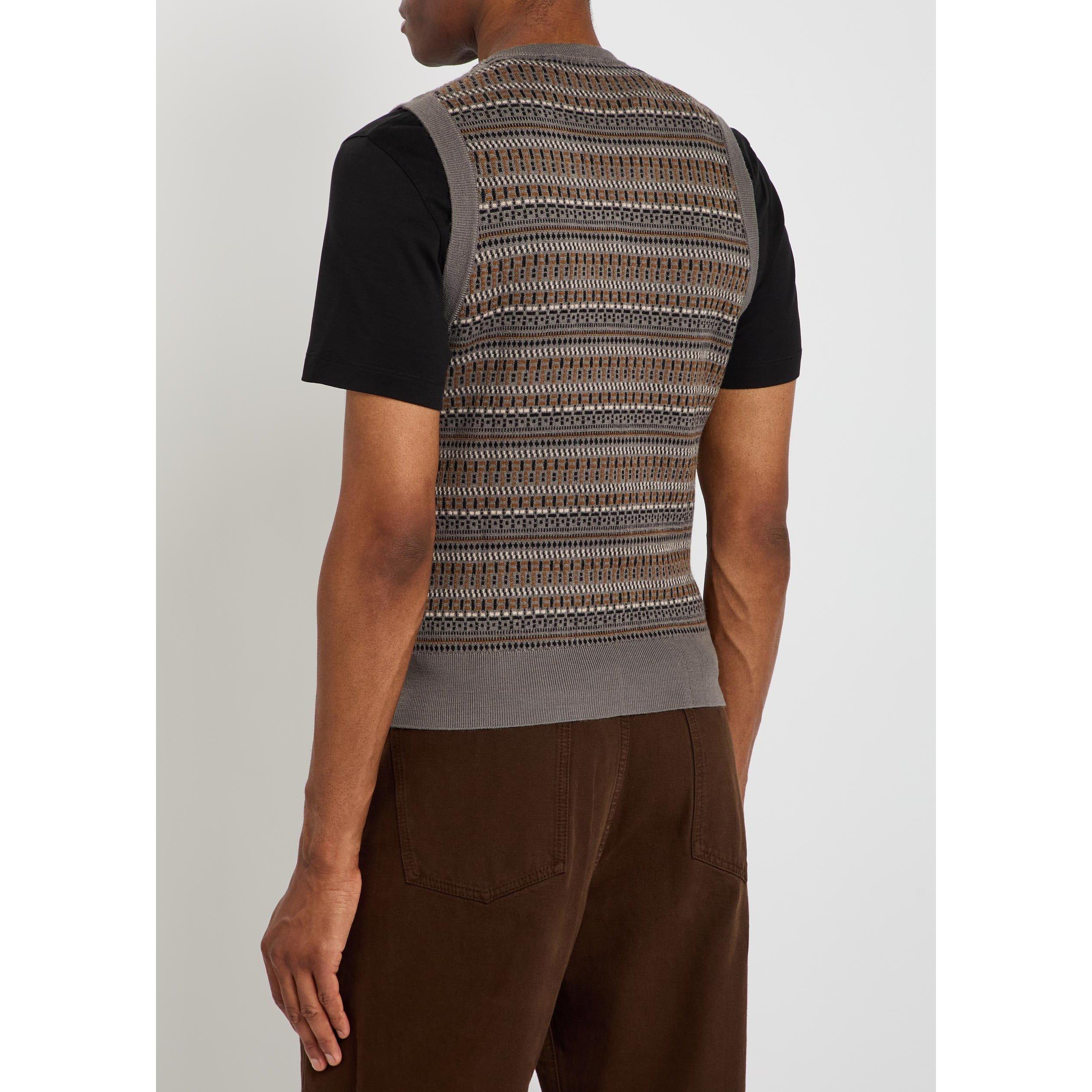 MULTICOLOURED 1 - Lemaire - LEMAIRE V NECK JACQUARD VEST - 3
