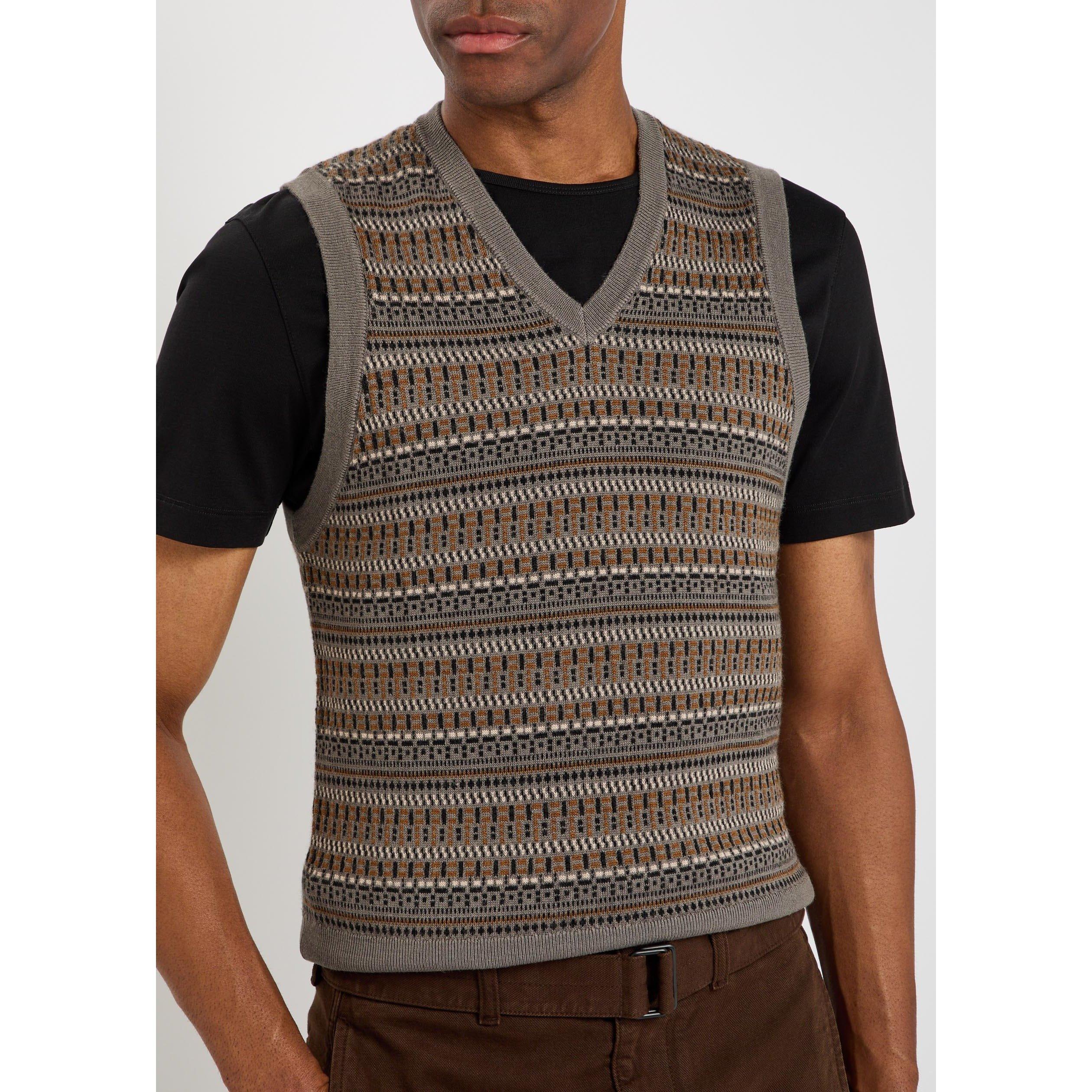 MULTICOLOURED 1 - Lemaire - LEMAIRE V NECK JACQUARD VEST - 4