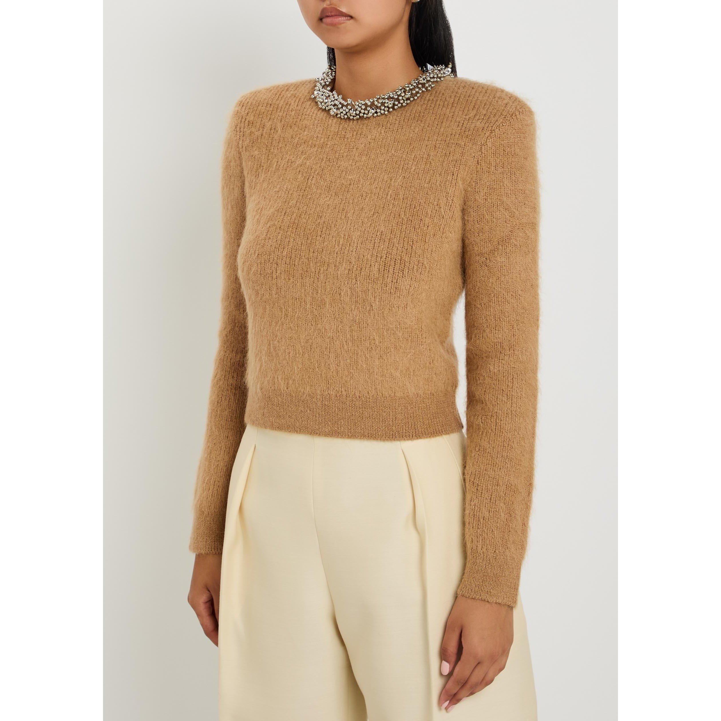 BROWN - Self Portrait - KN BROWN BEADED TRIM JUMPER - 2